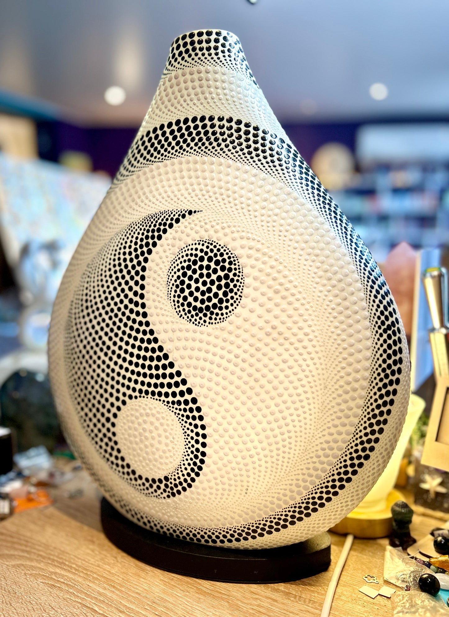 Lampe haute en résine Yin Yang