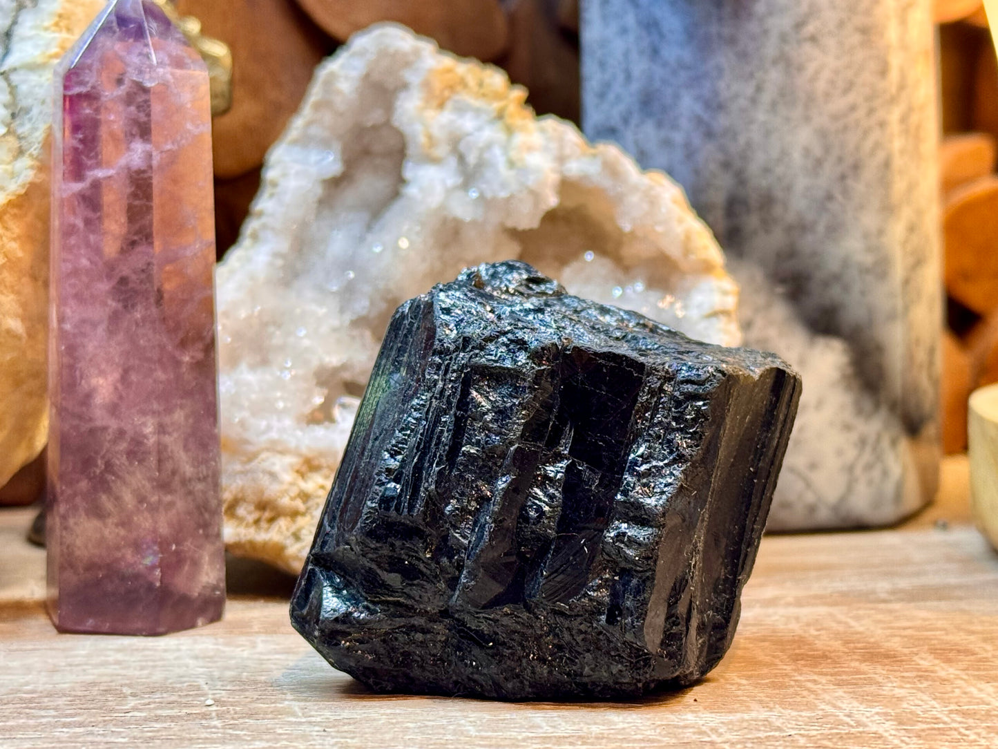 Bloc de tourmaline noire brute