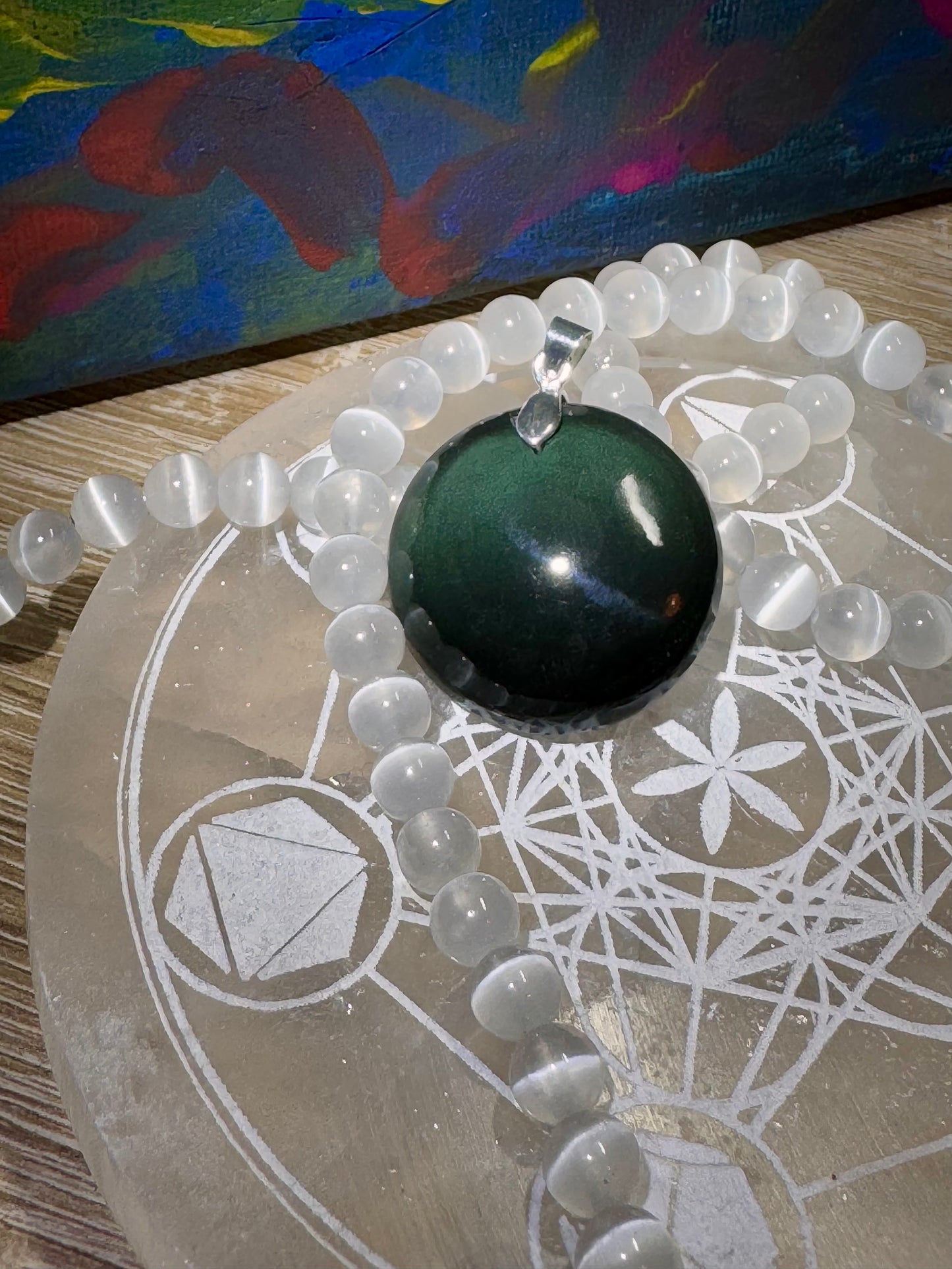 Pendentif en obsidienne oeil céleste