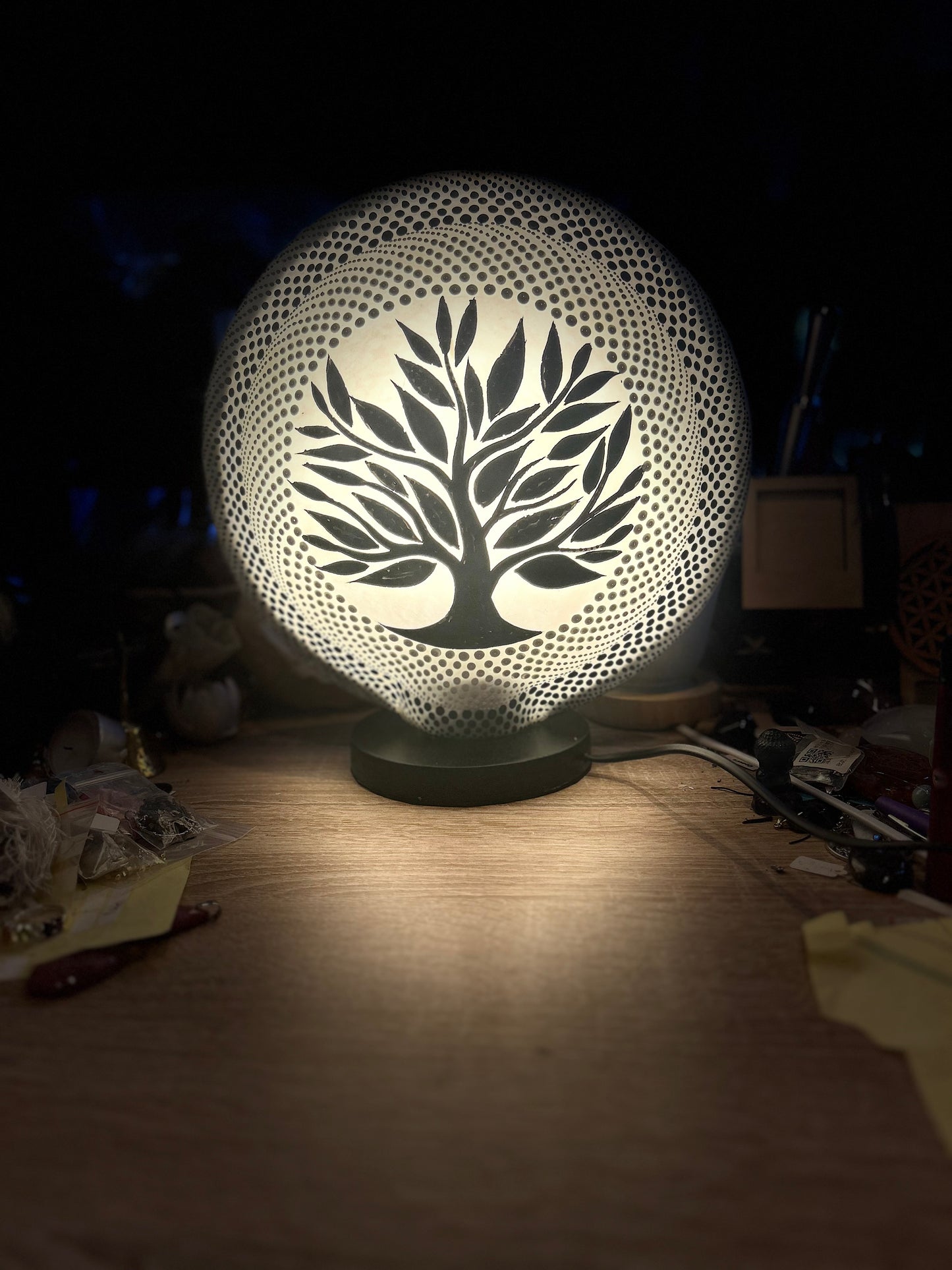 Lampe ronde arbre