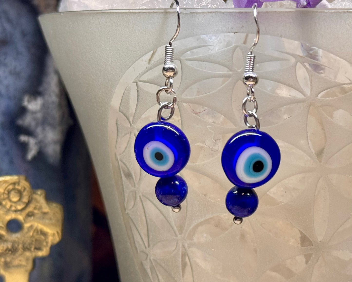 Boucles d’oreilles Œil de Nazar et Lapis-lazuli