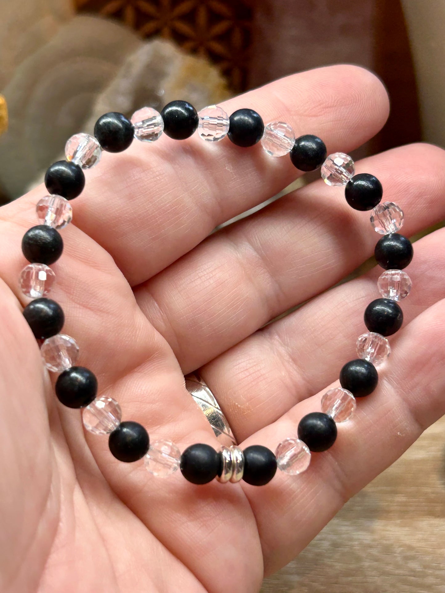 Bracelet de shungite et cristal de roche - 4