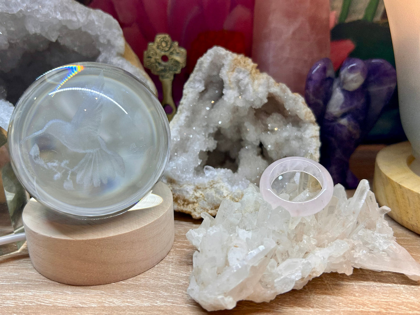 Anneau de quartz rose