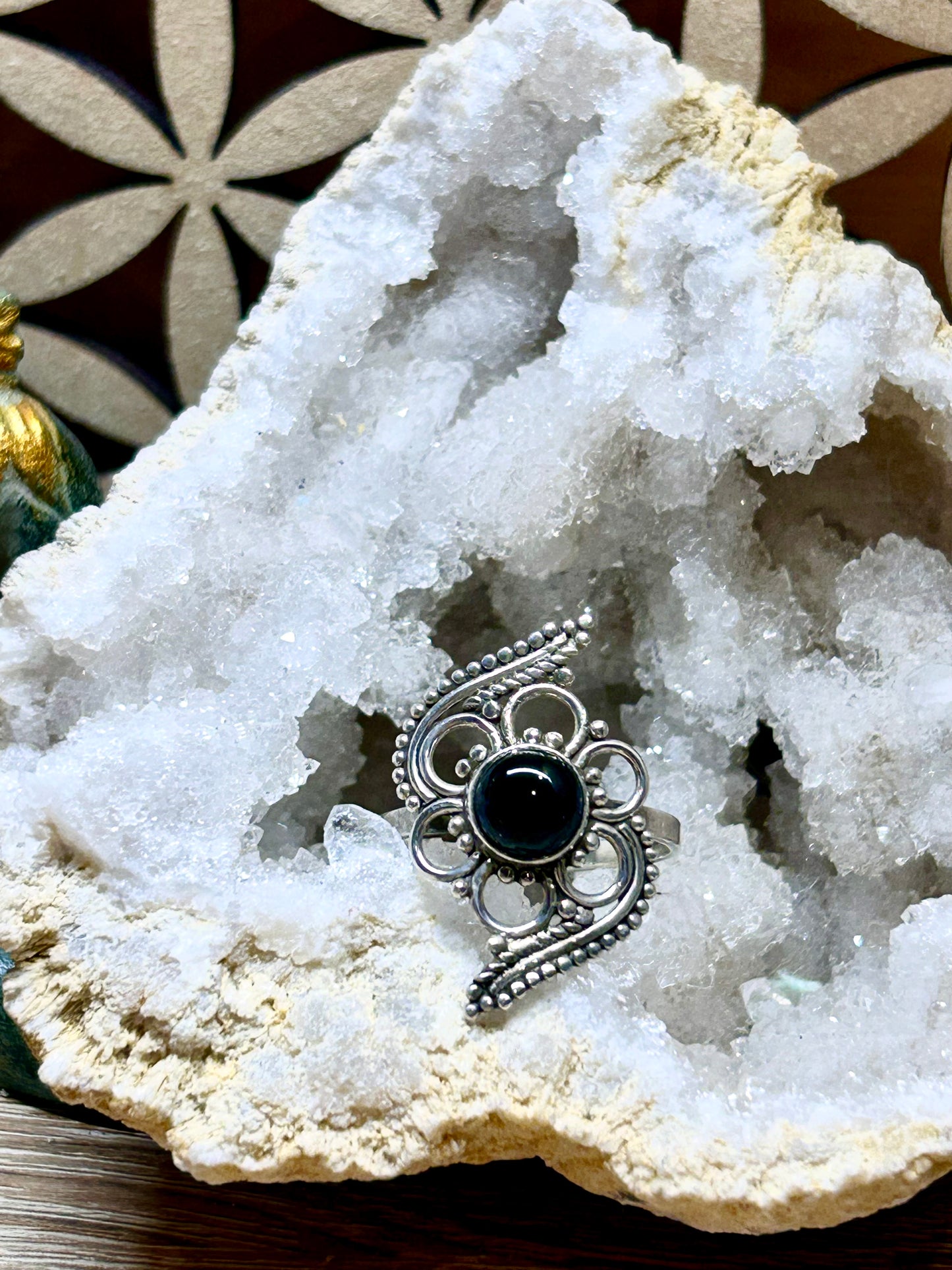 Bague en argent et onyx