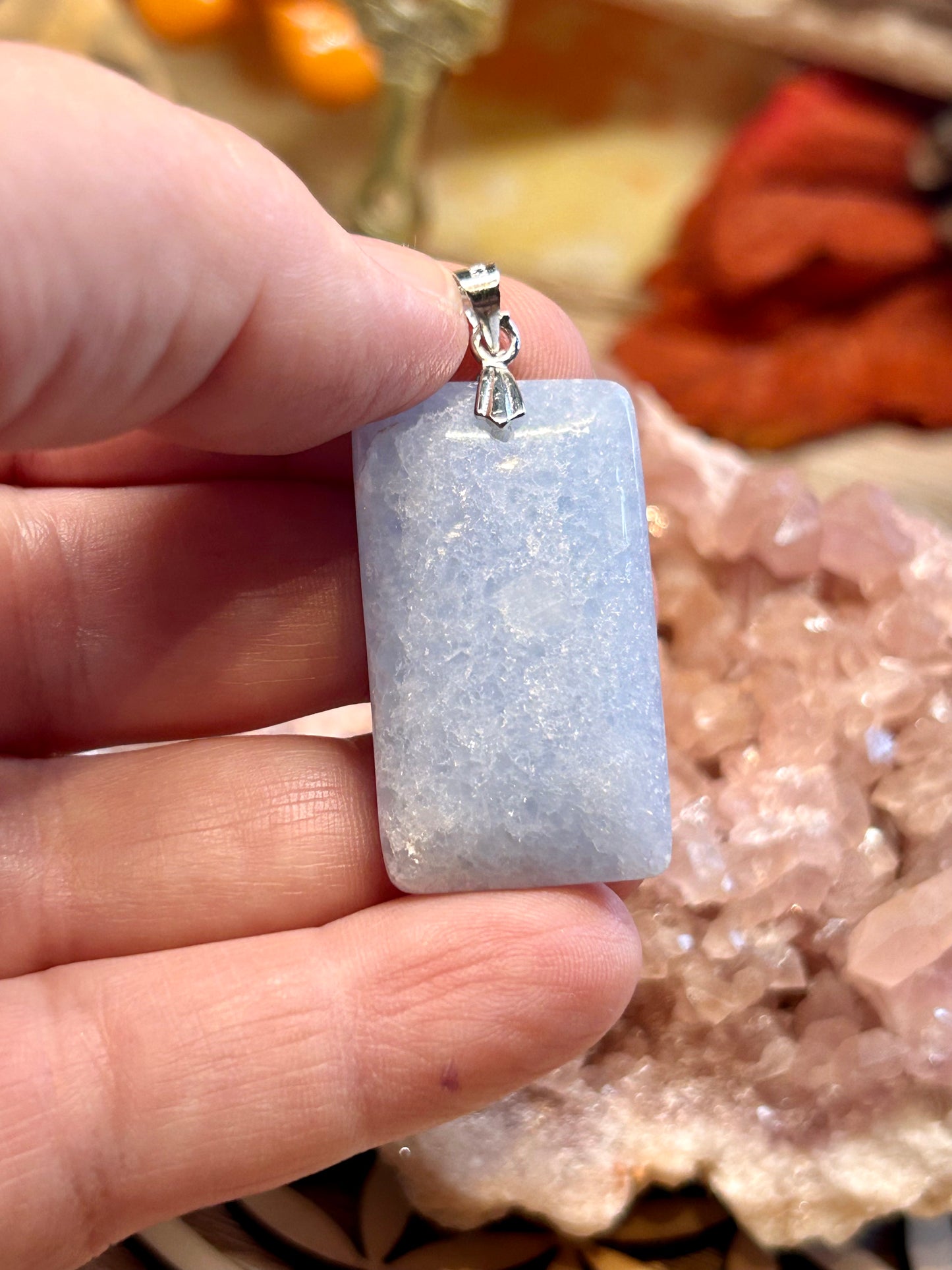 Pendentif de calcite bleue