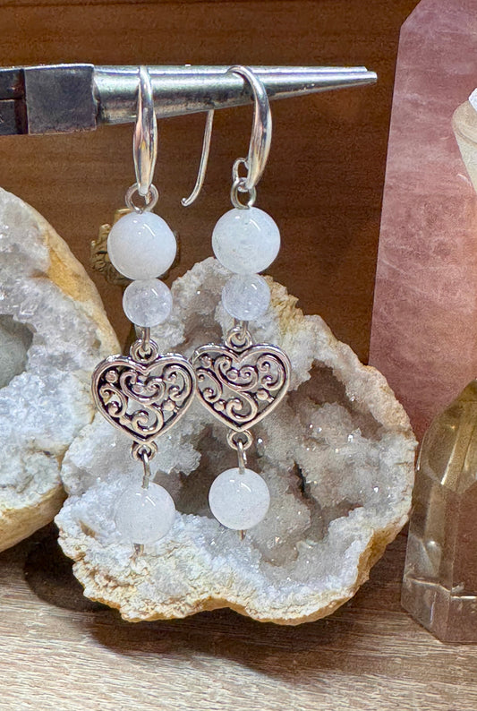 Boucles d’oreilles en argent et péristérite