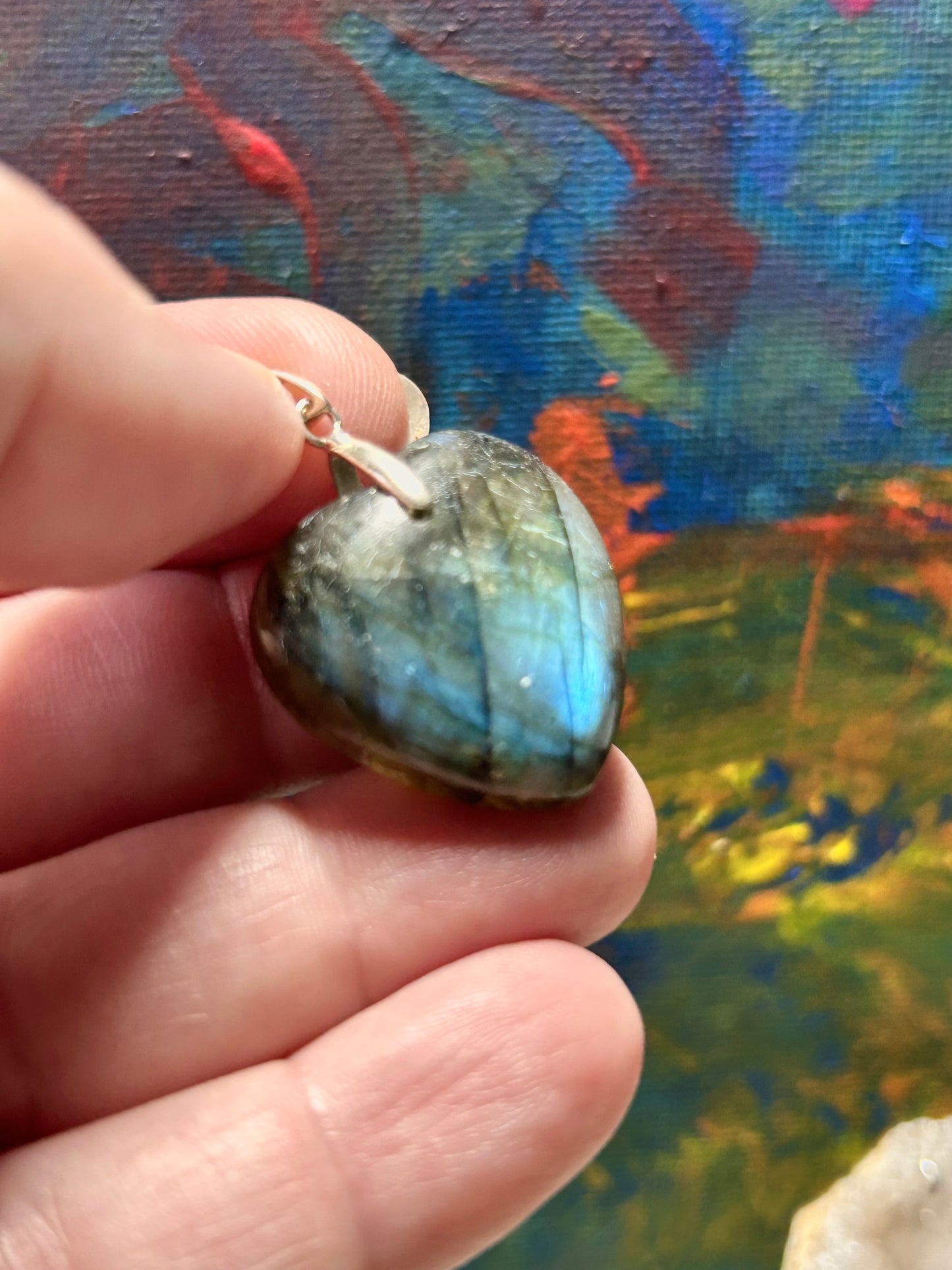 Pendentif en labradorite forme de cœur