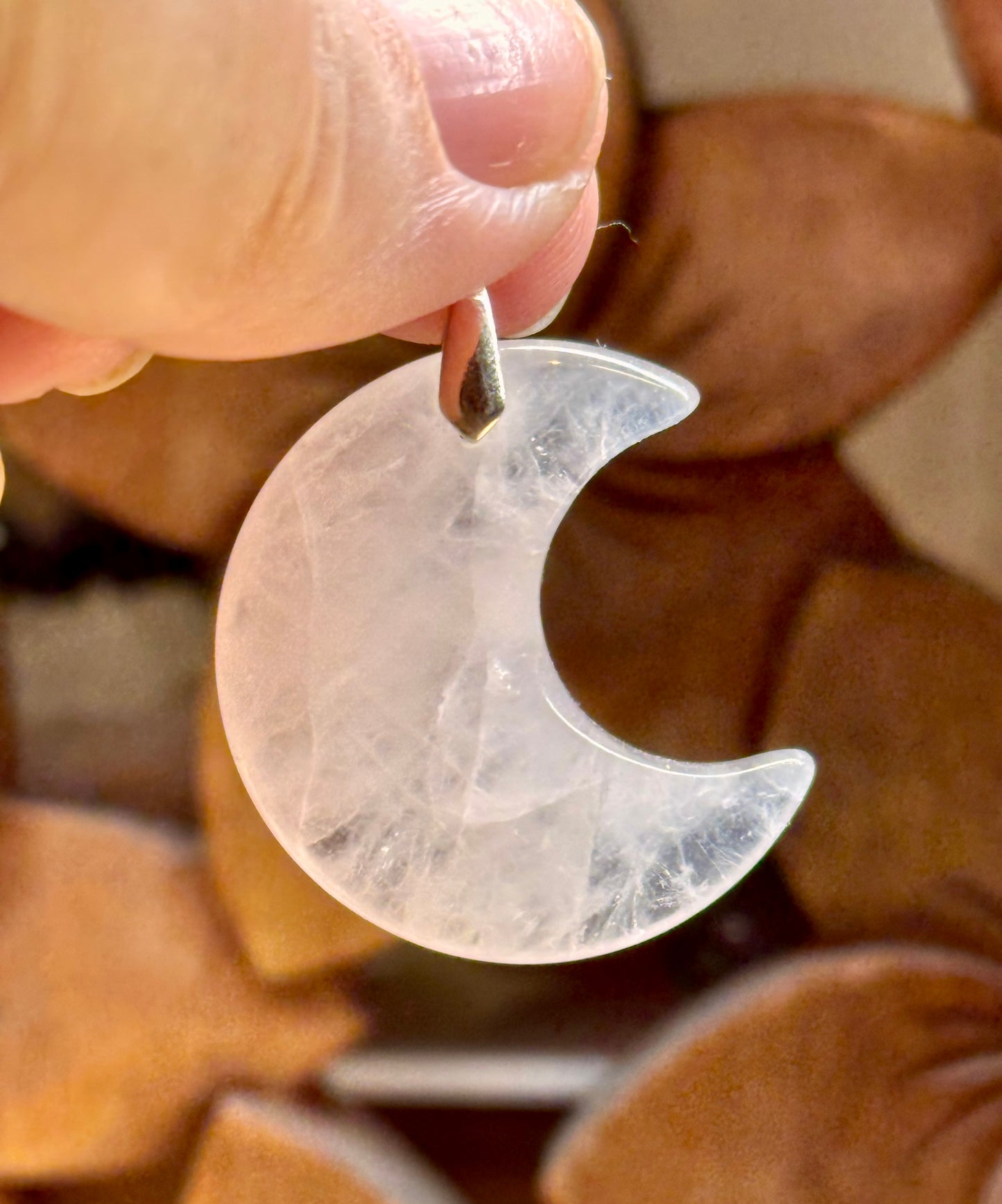 Pendentif Quartz Rose Lune