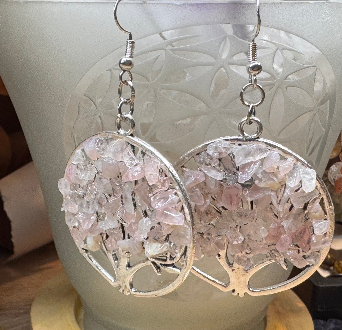 Boucles d’oreilles argent Quartz Rose