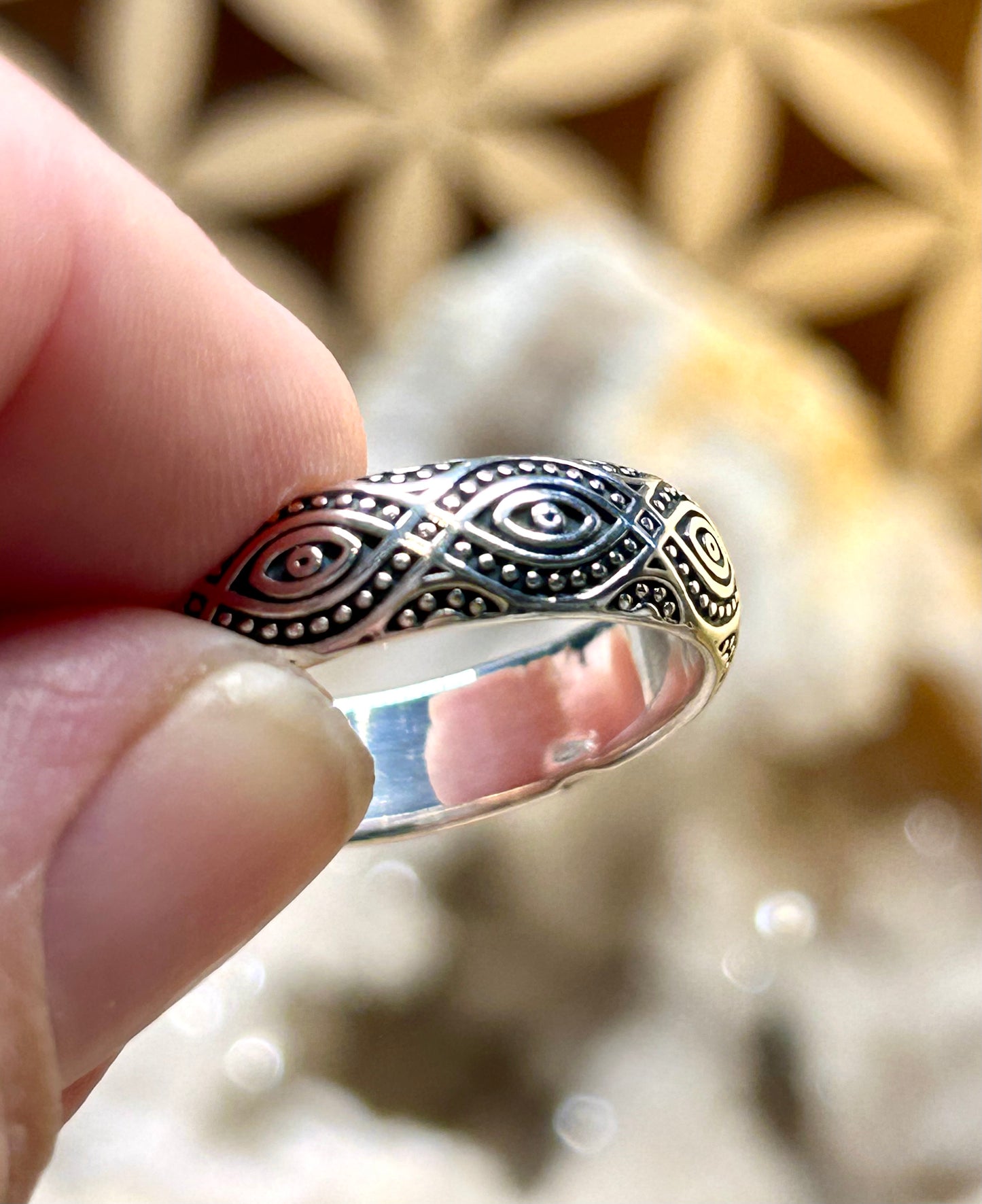 Bague en argent 925 et œil gravé