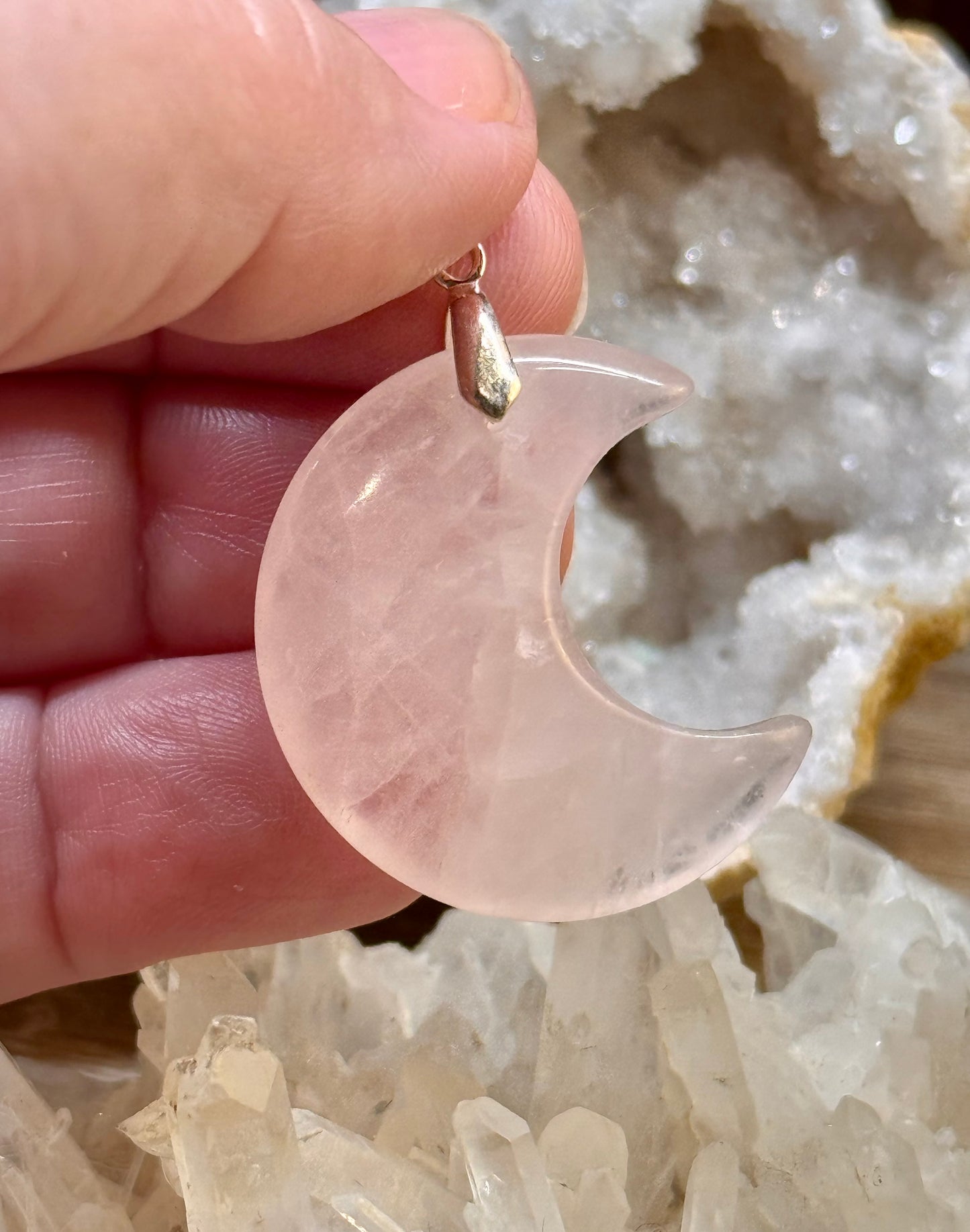 Pendentif Quartz Rose Lune