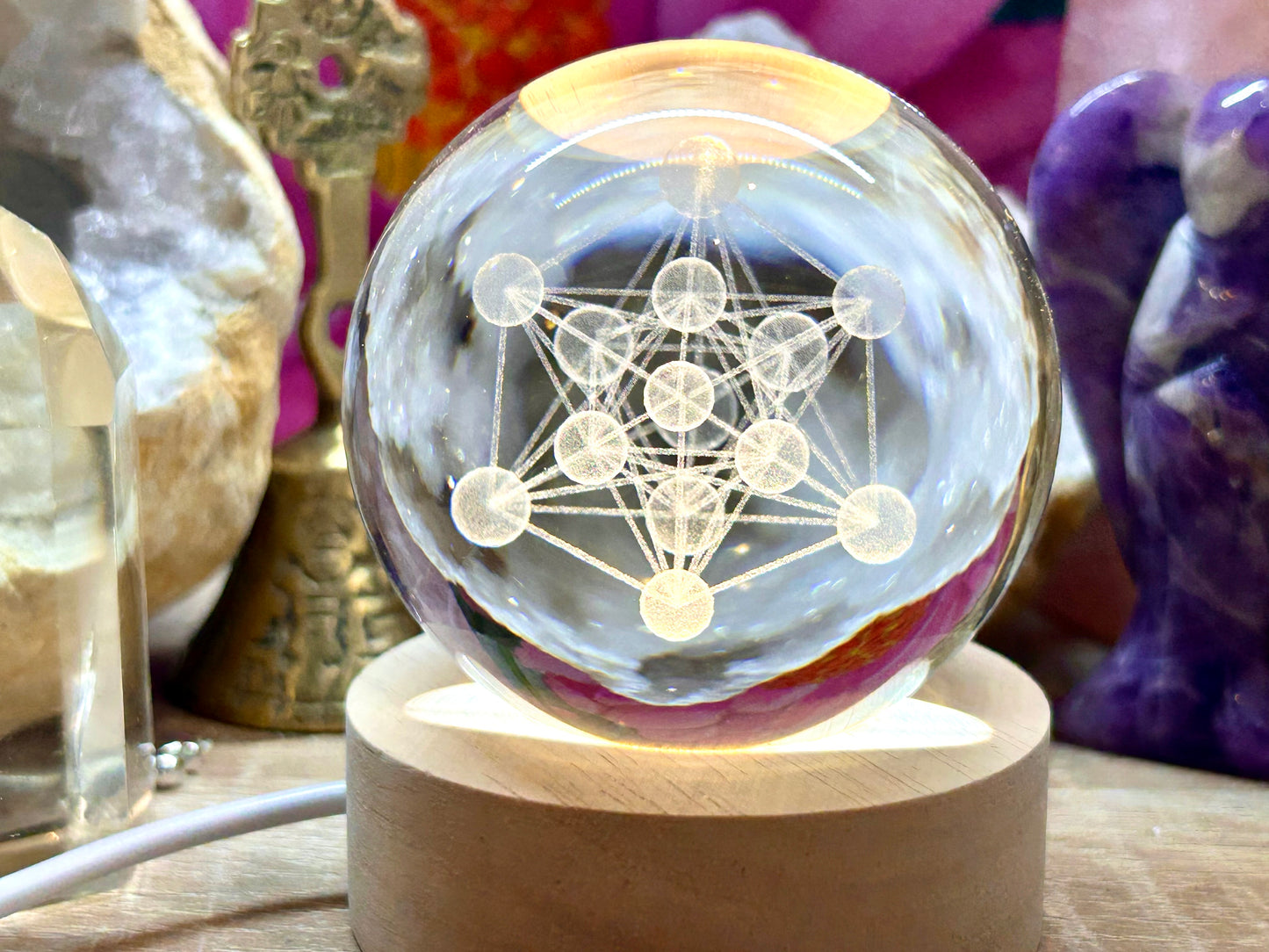 Sphère de verre optique avec cube de Métatron