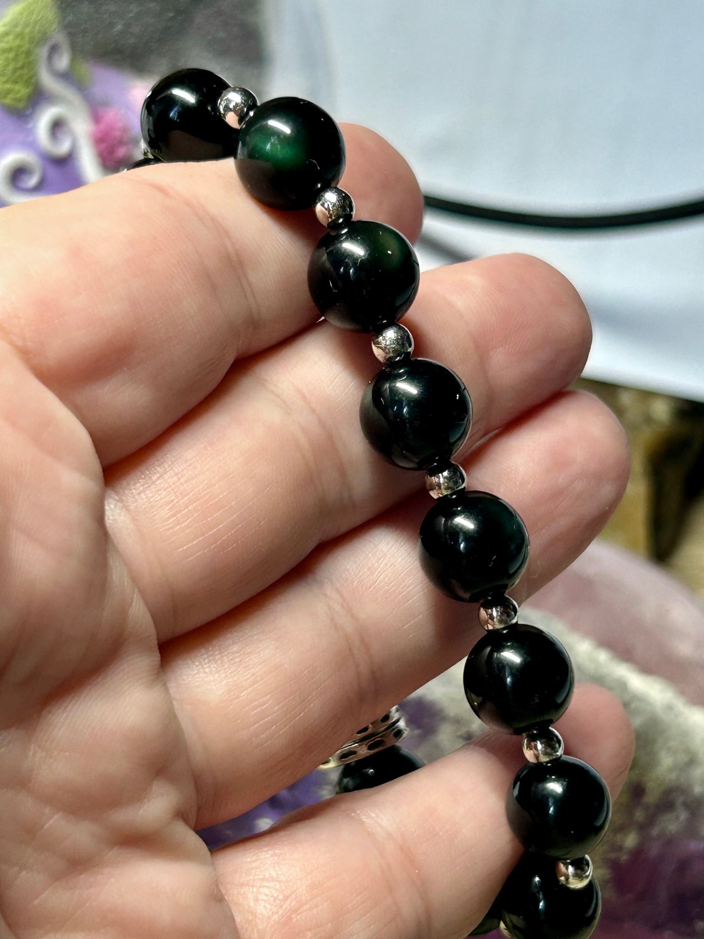 Bracelet en obsidienne œil céleste