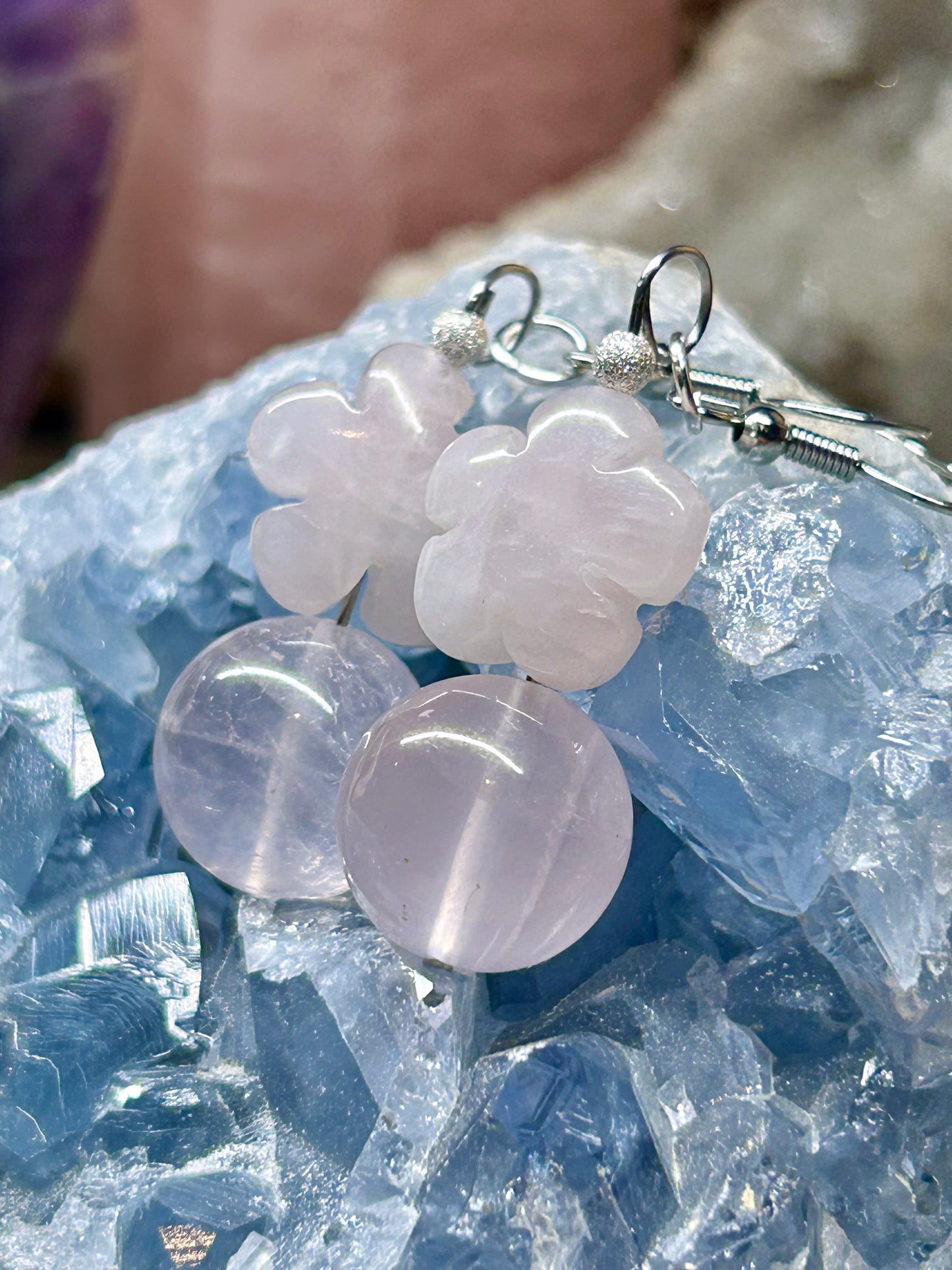 Boucles d’oreilles en quartz rose