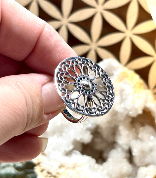 Bague mandala en argent