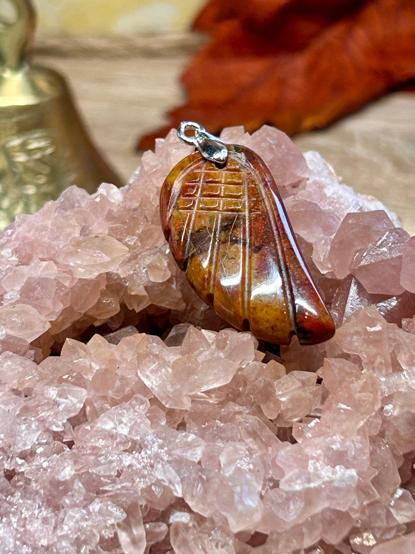 Pendentif aile d’ange en agate indienne