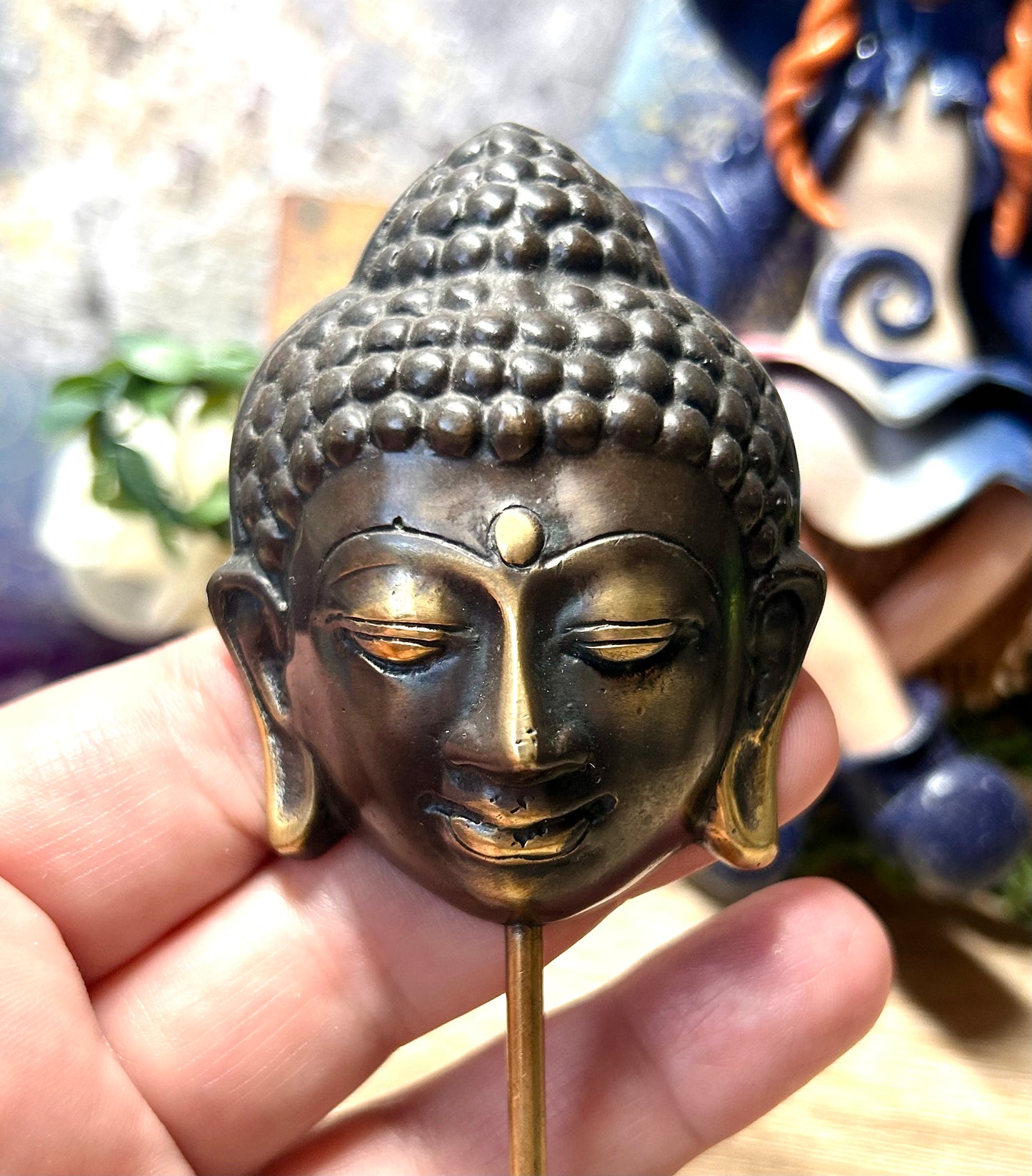 Tête de Bouddha en bronze