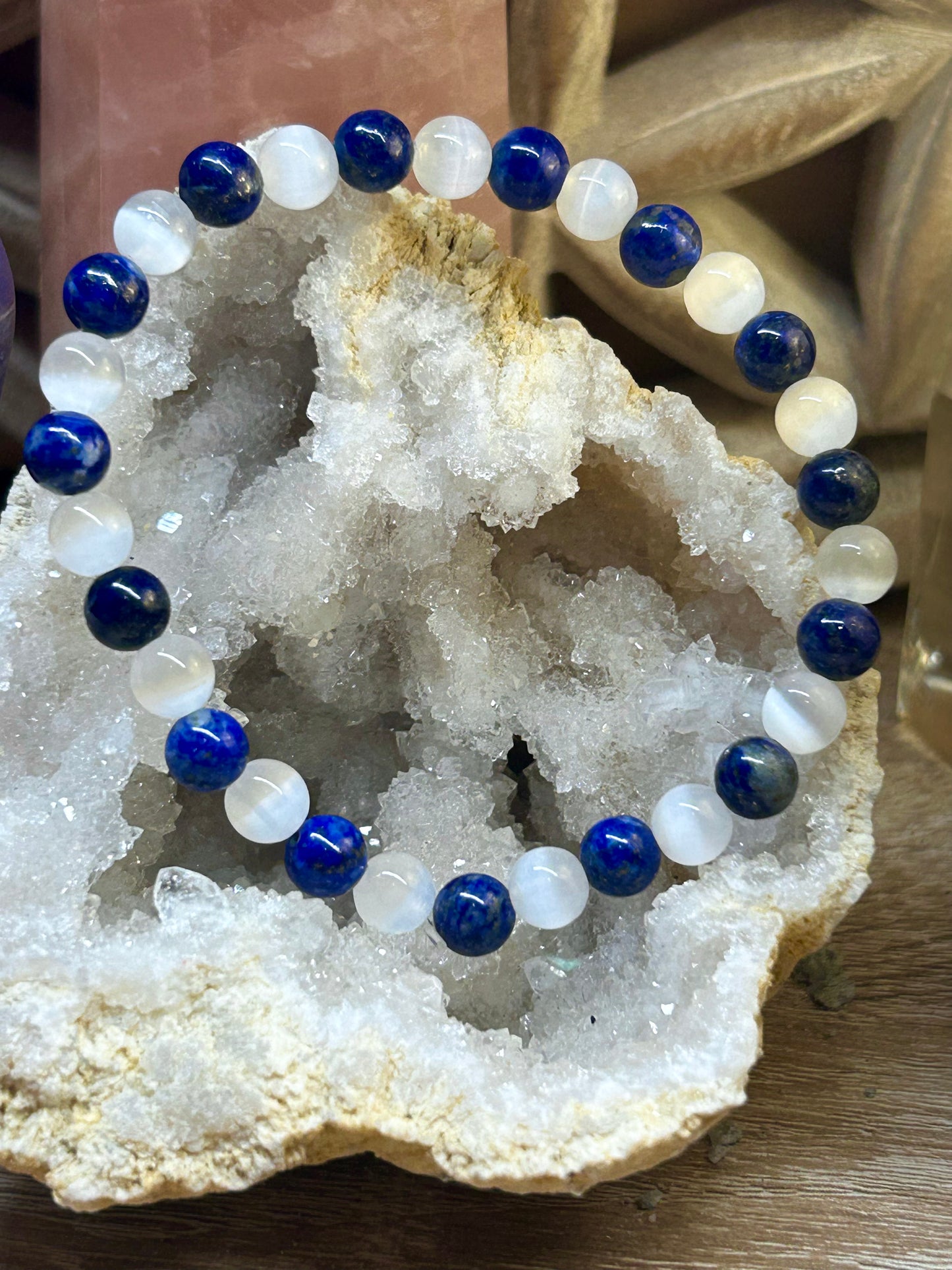 Bracelet de lapis-lazuli et de sélénite