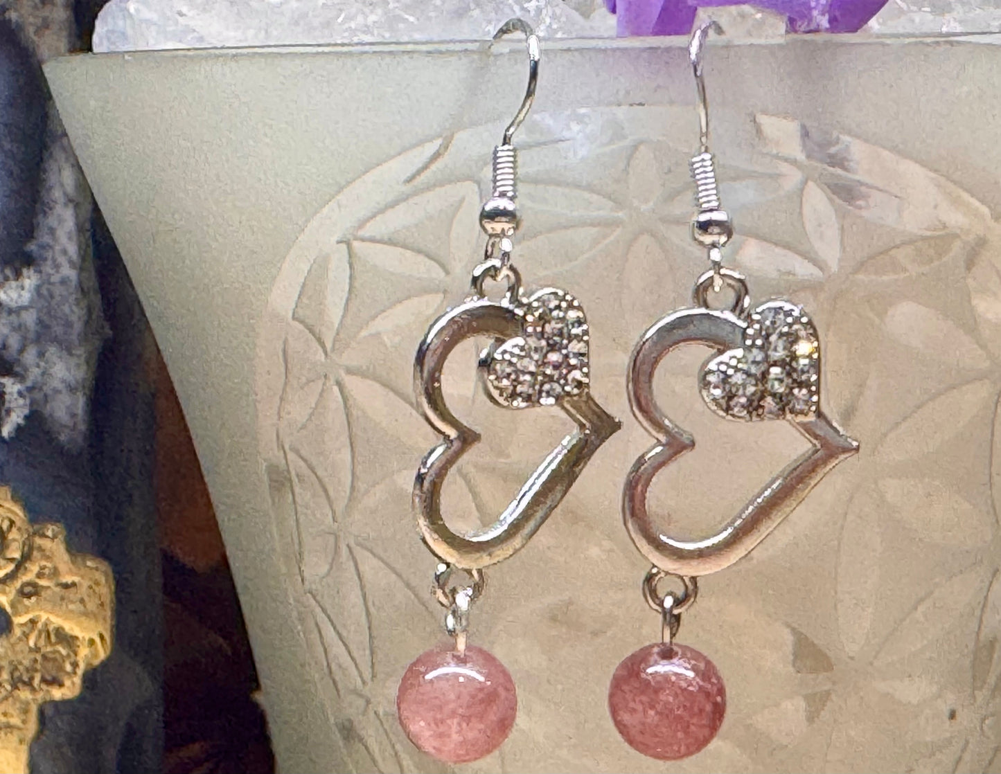 Boucles d’oreilles Quartz Fraise