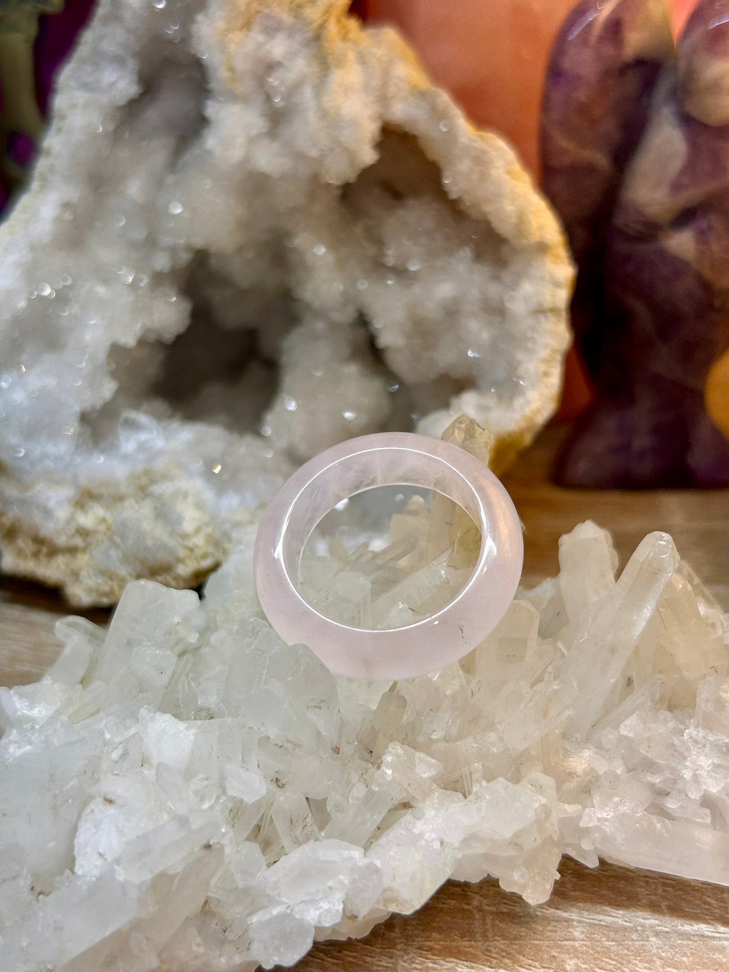 Anneau de quartz rose