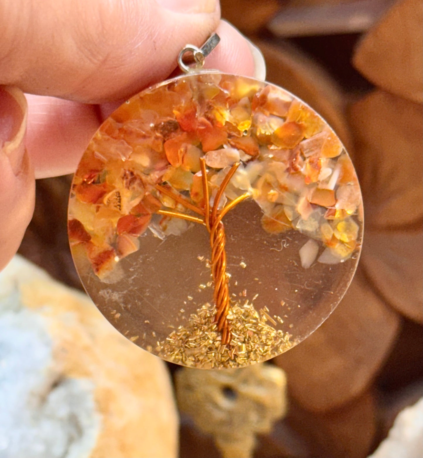 Pendentif orgonite en cornaline