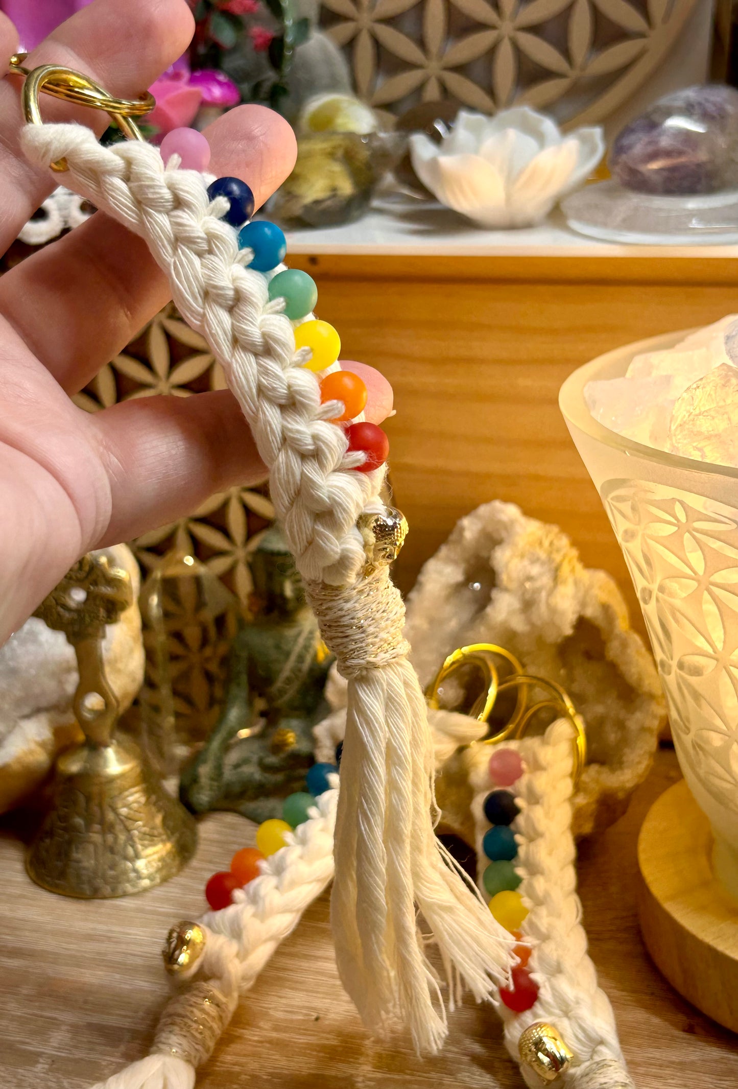 Porte-clé en macramé 7 chakras