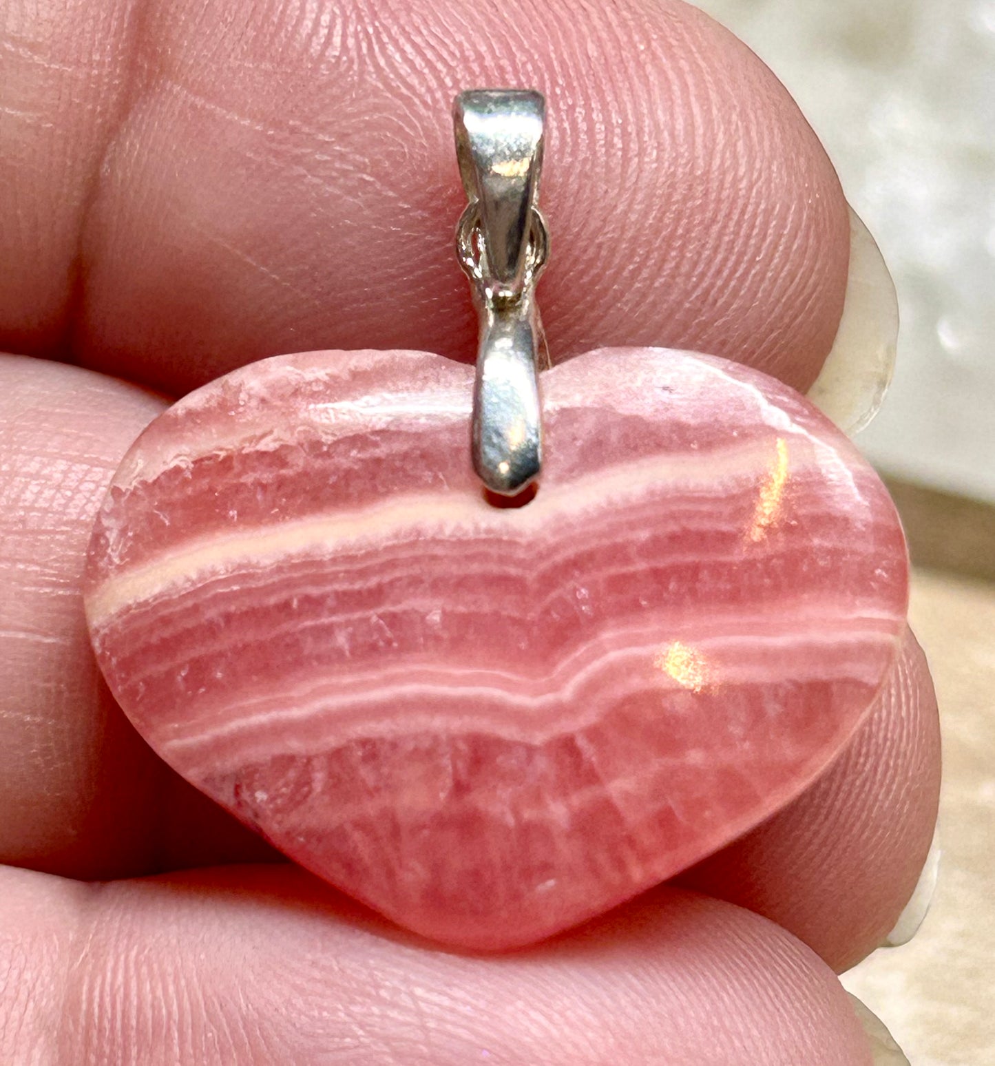 Pendentif cœur de rhodochrosite - 3