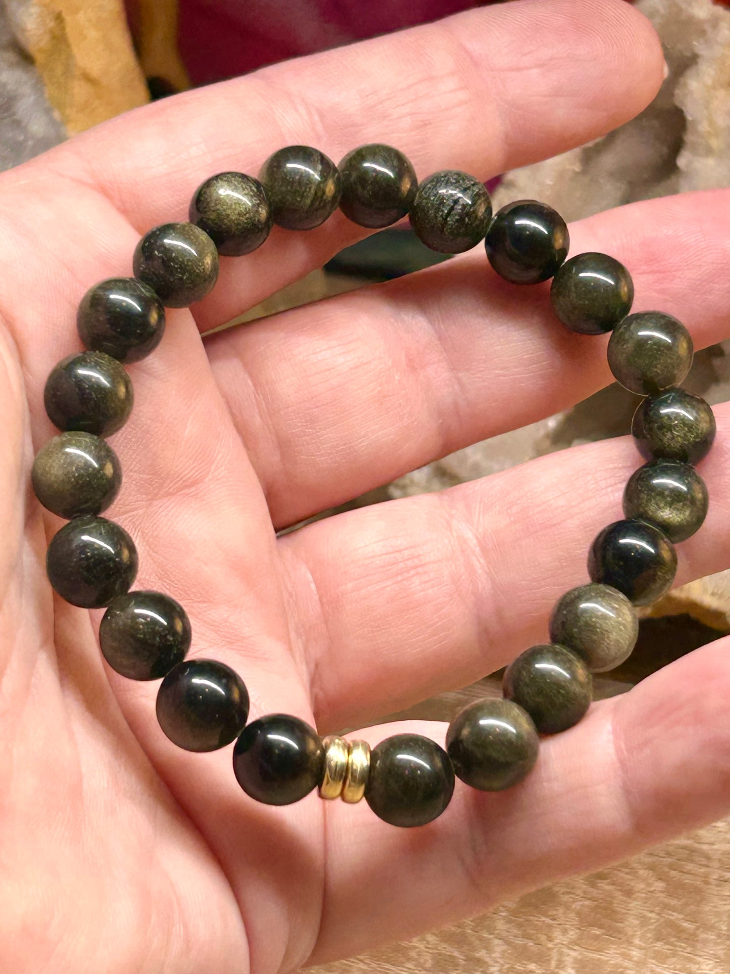 Bracelet d’obsidienne dorée