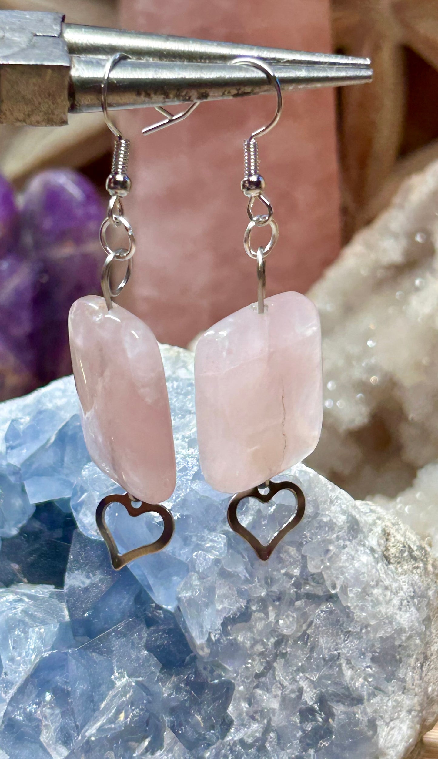 Boucles d’oreilles en quartz rose