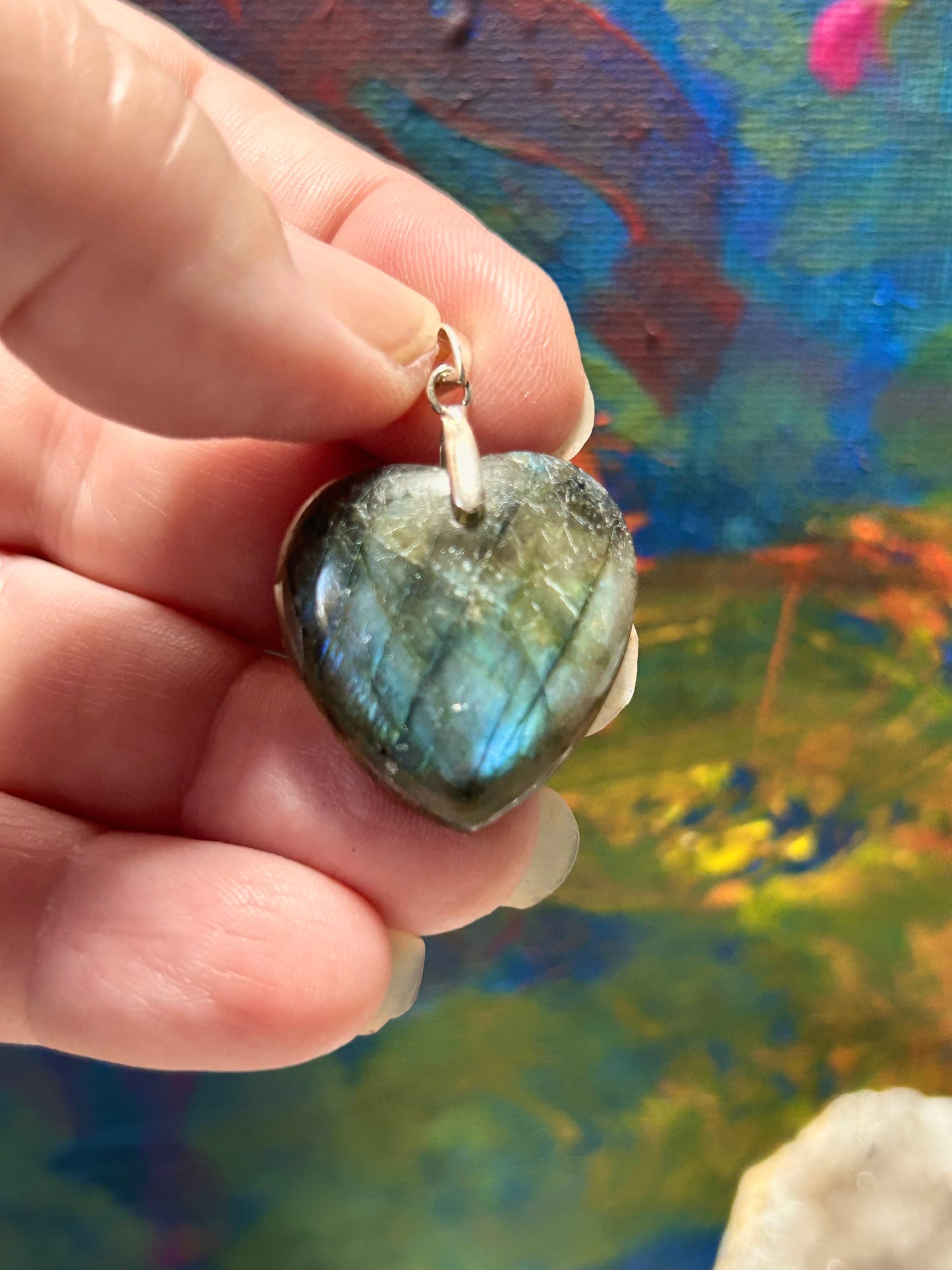 Pendentif en labradorite forme de cœur