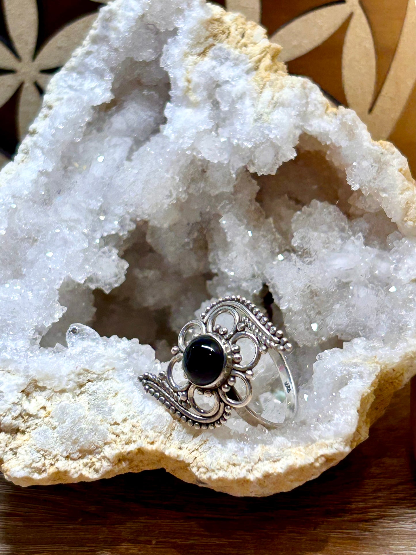 Bague en argent et onyx