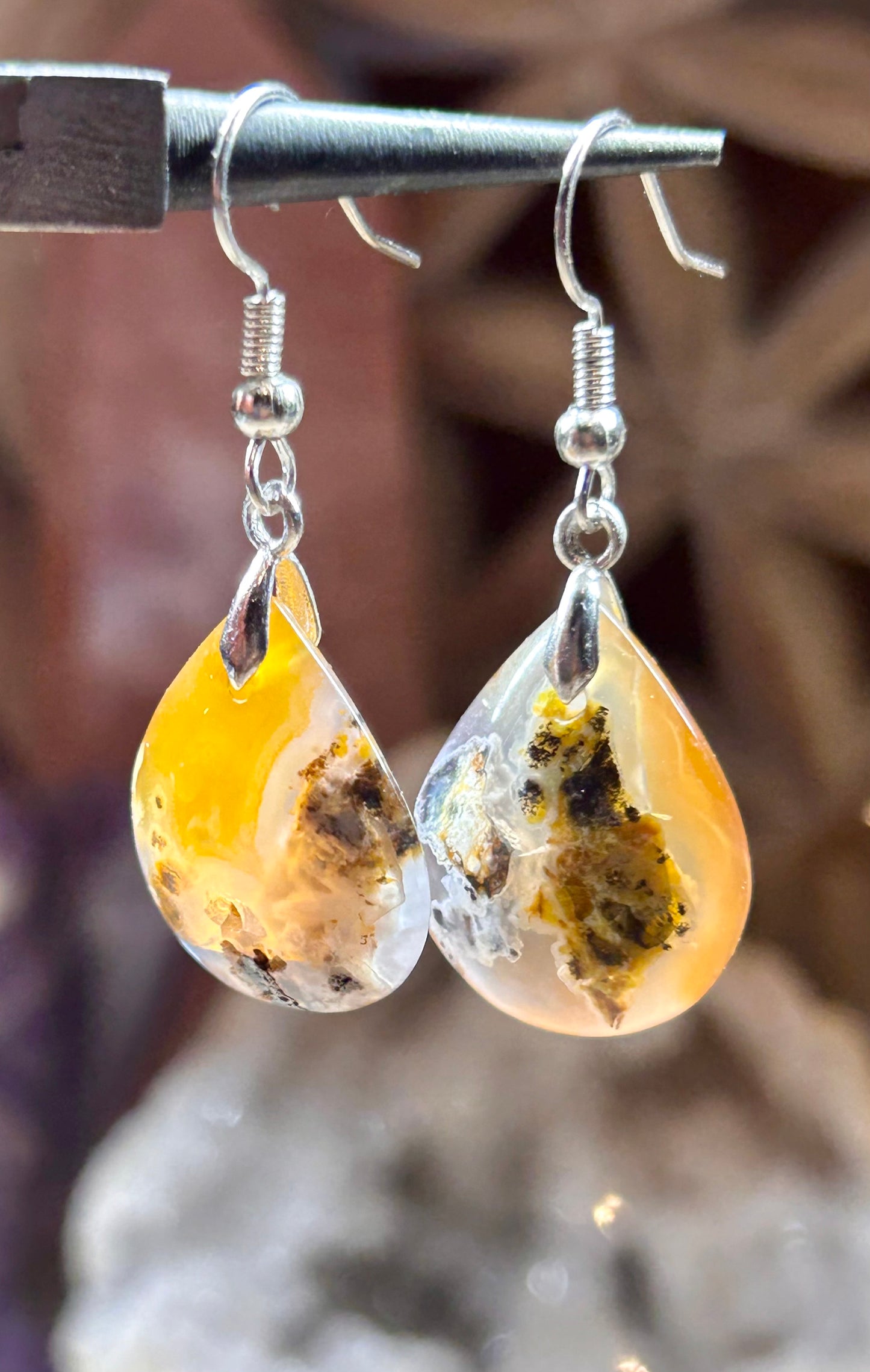 Boucles d’oreilles en goutte d’agate crazy lace