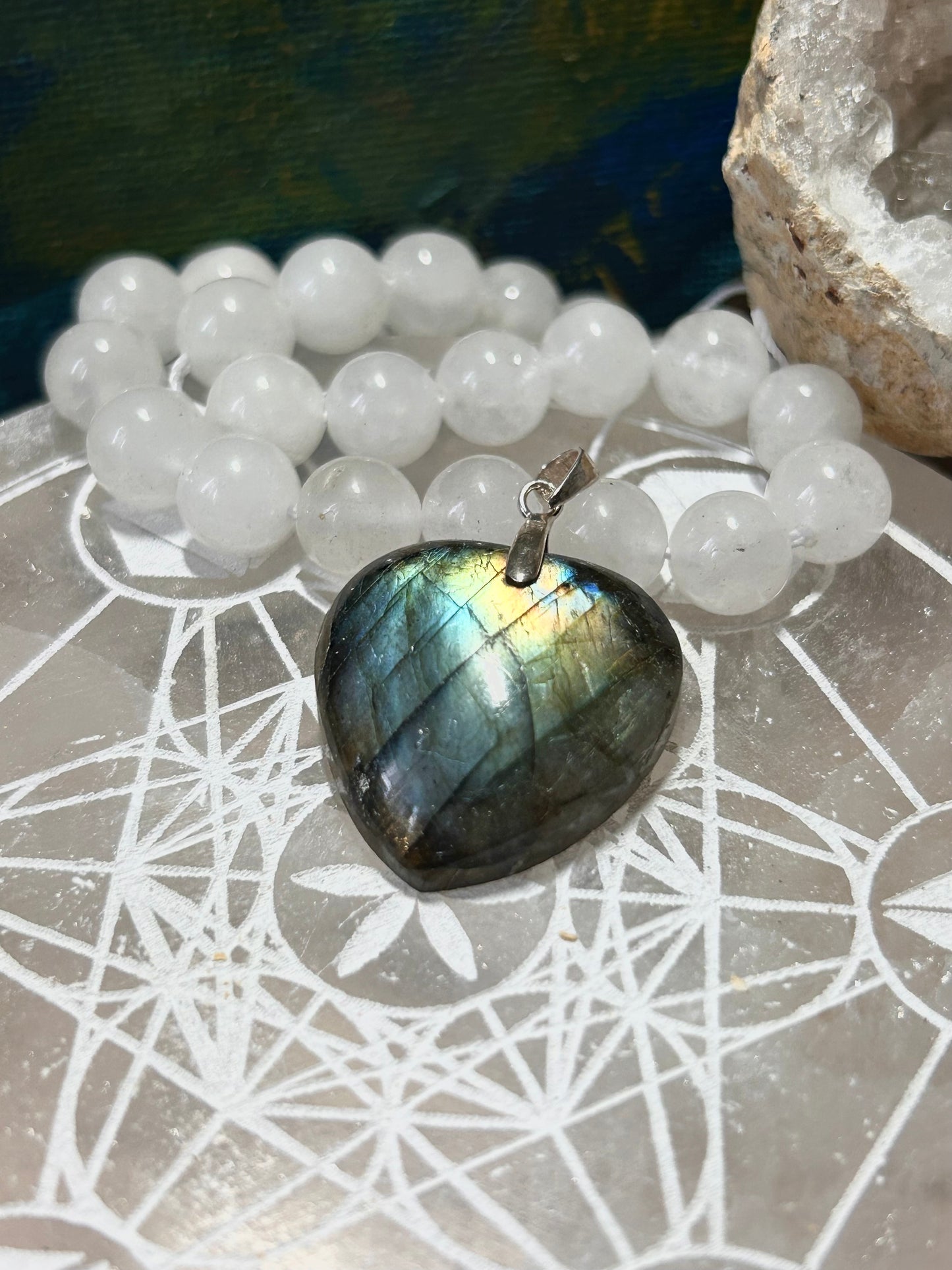 Pendentif en labradorite forme de cœur