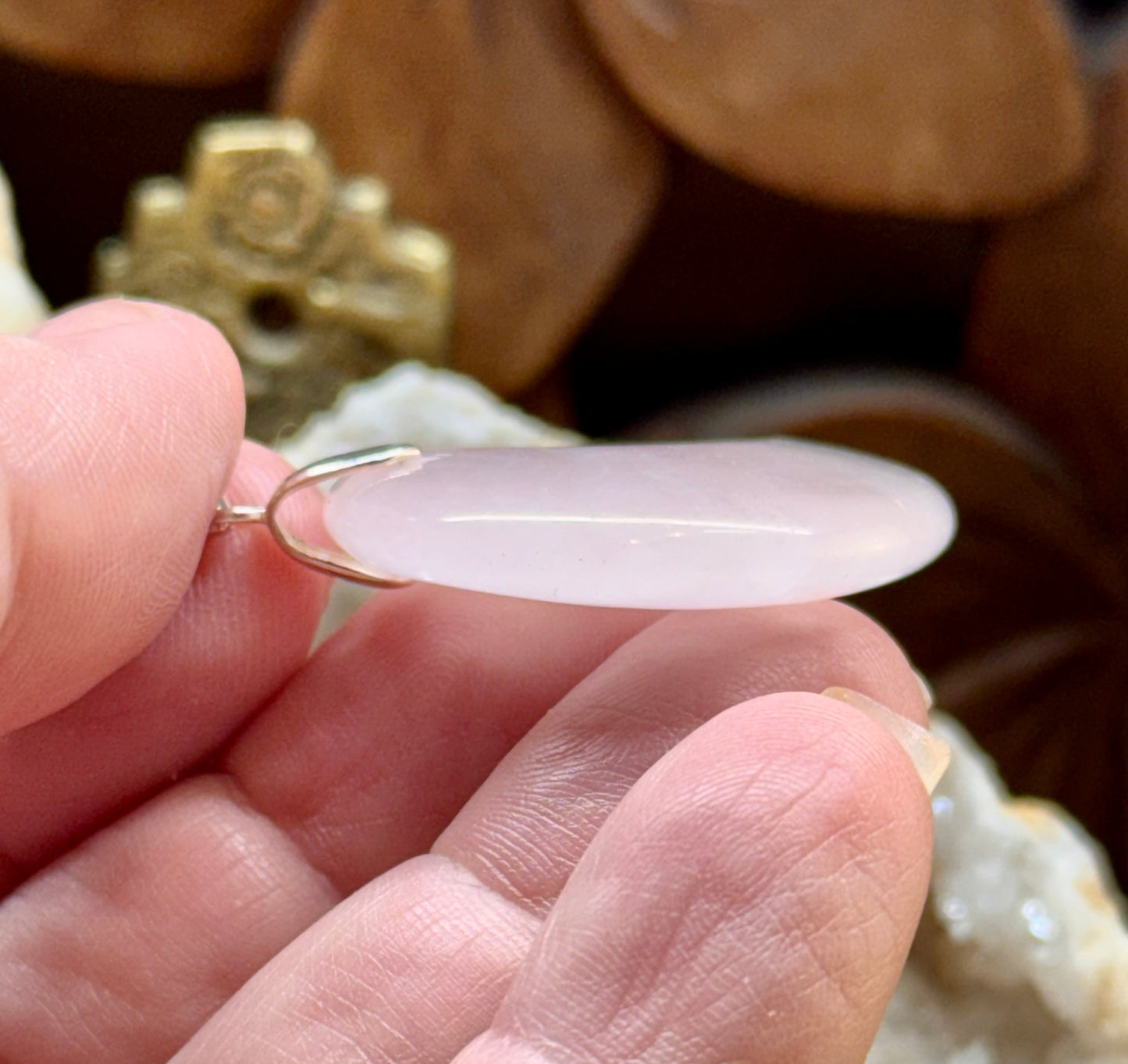 Pendentif Quartz Rose Lune