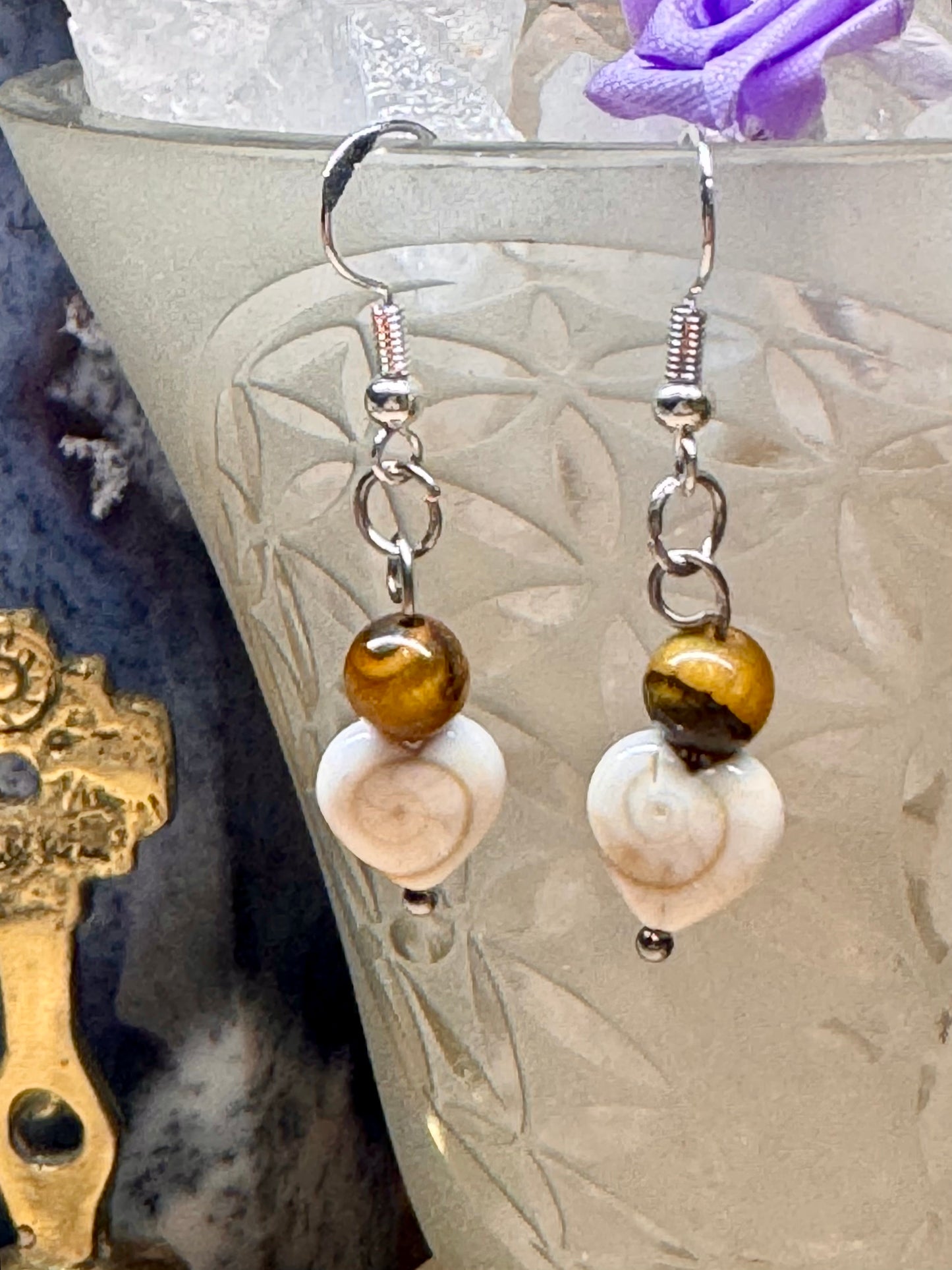 Boucles d’oreilles oeil de Shiva et Oeil de tigre