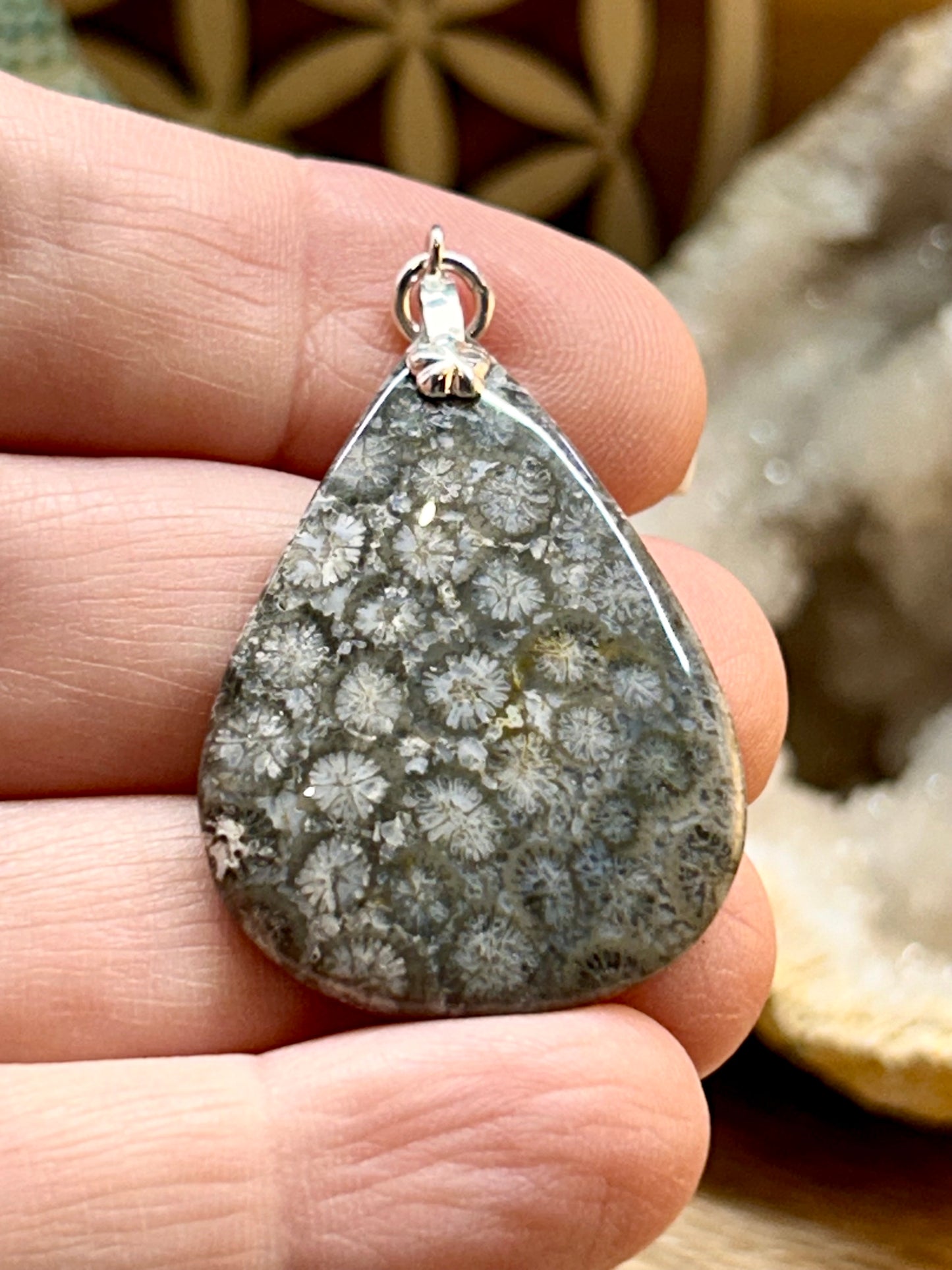 Pendentif de corail fossilisé