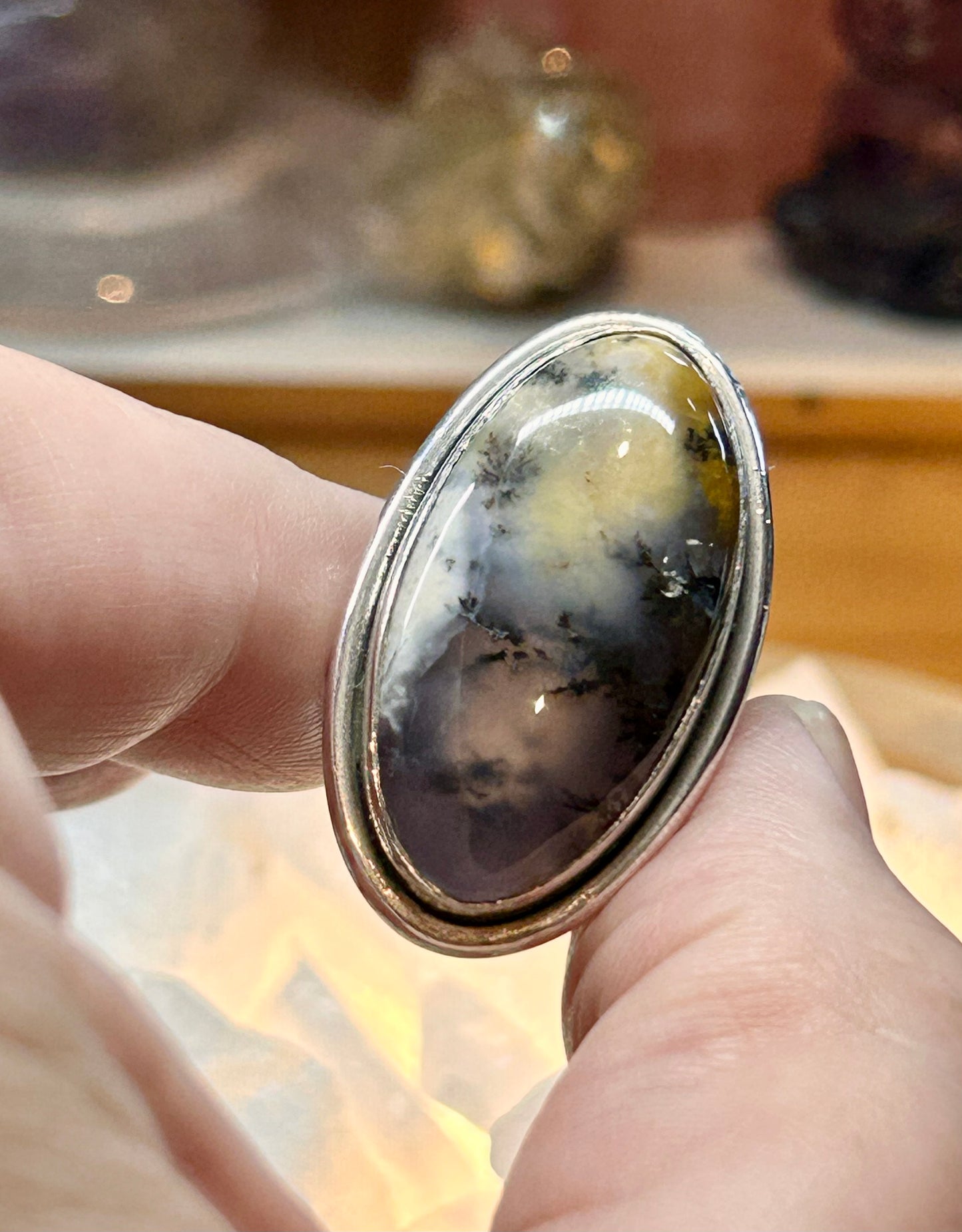 Bague en agate dendritique