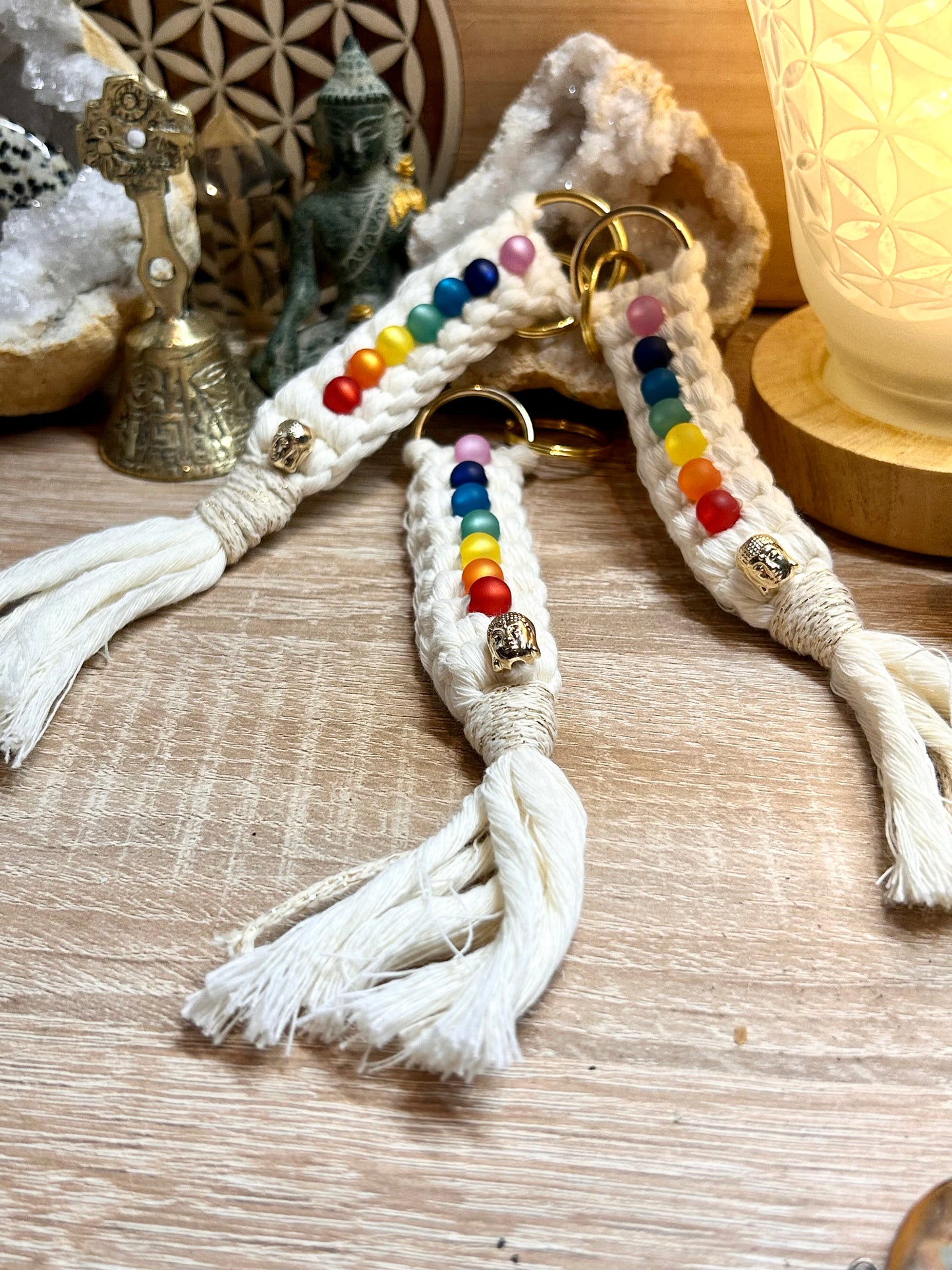 Porte-clé en macramé 7 chakras