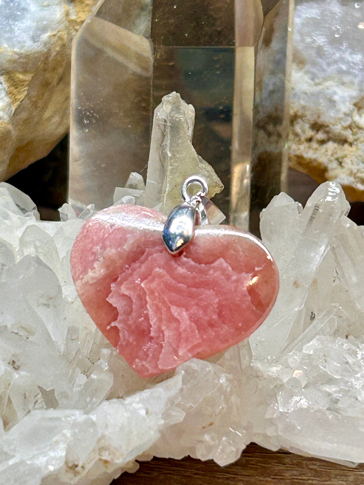 Pendentif cœur de rhodochrosite - 1