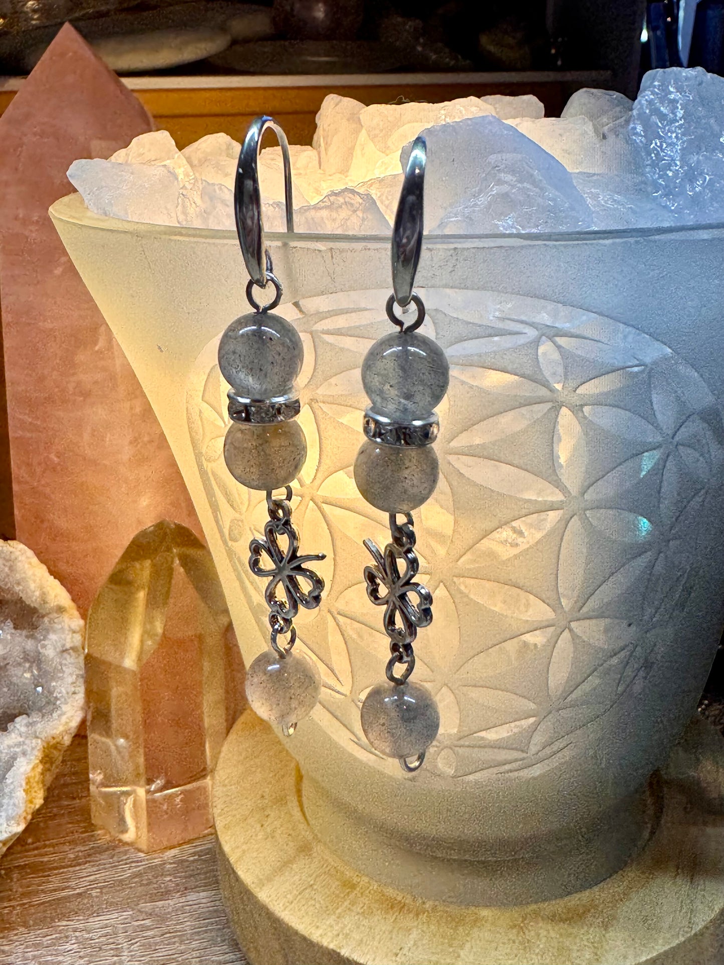 Boucles d’oreilles en argent et labradorite