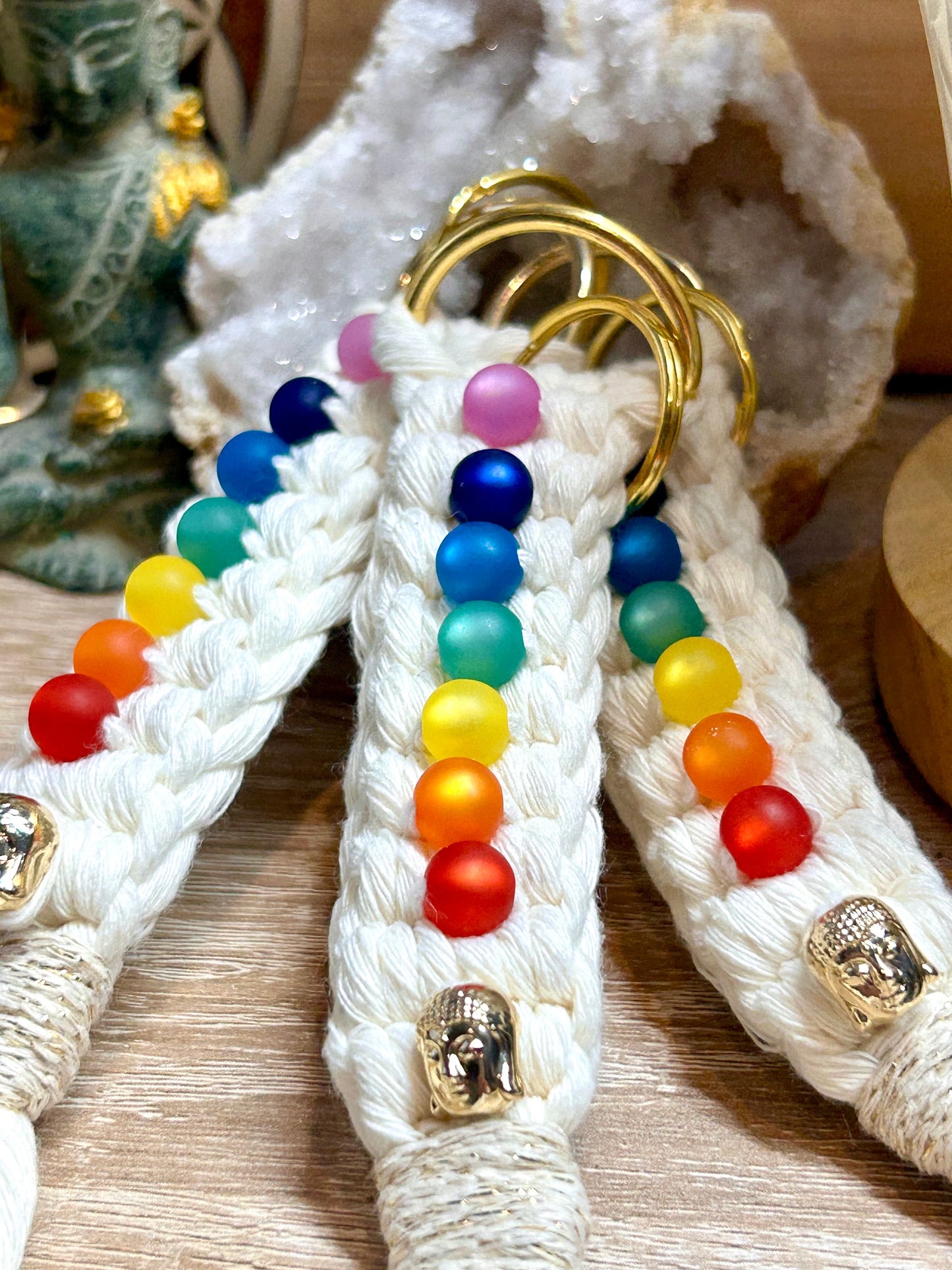 Porte-clé en macramé 7 chakras