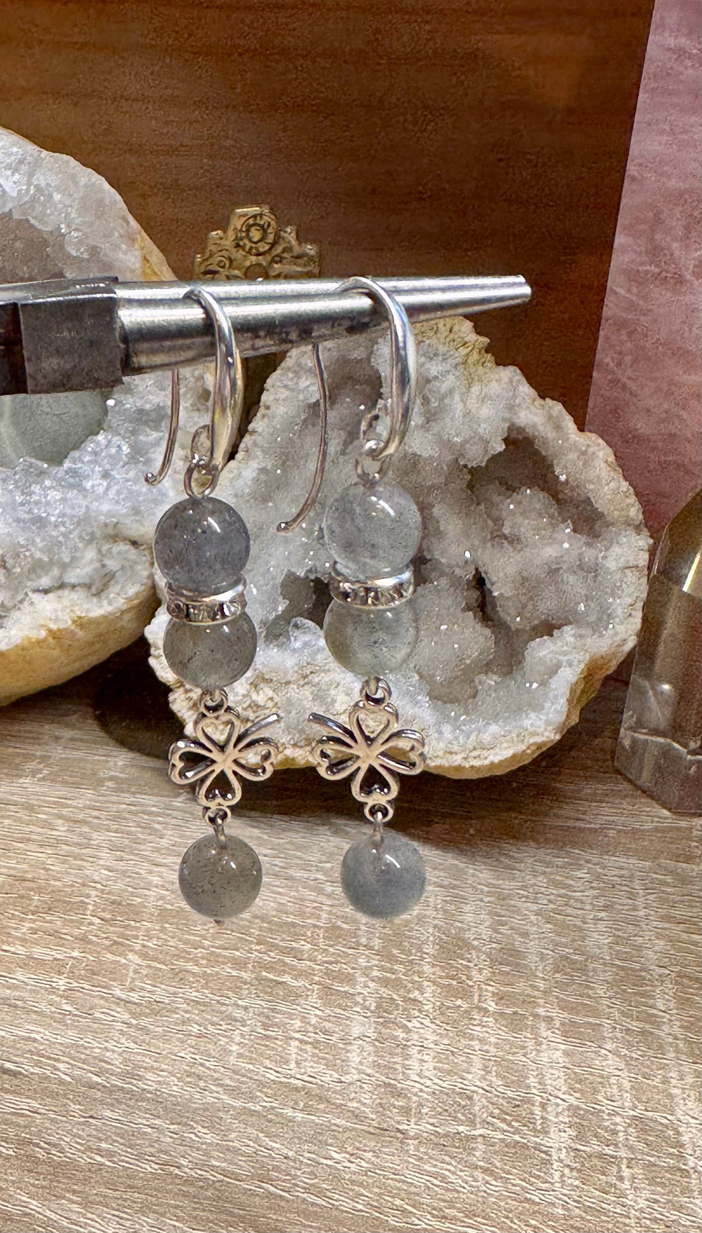 Boucles d’oreilles en argent et labradorite