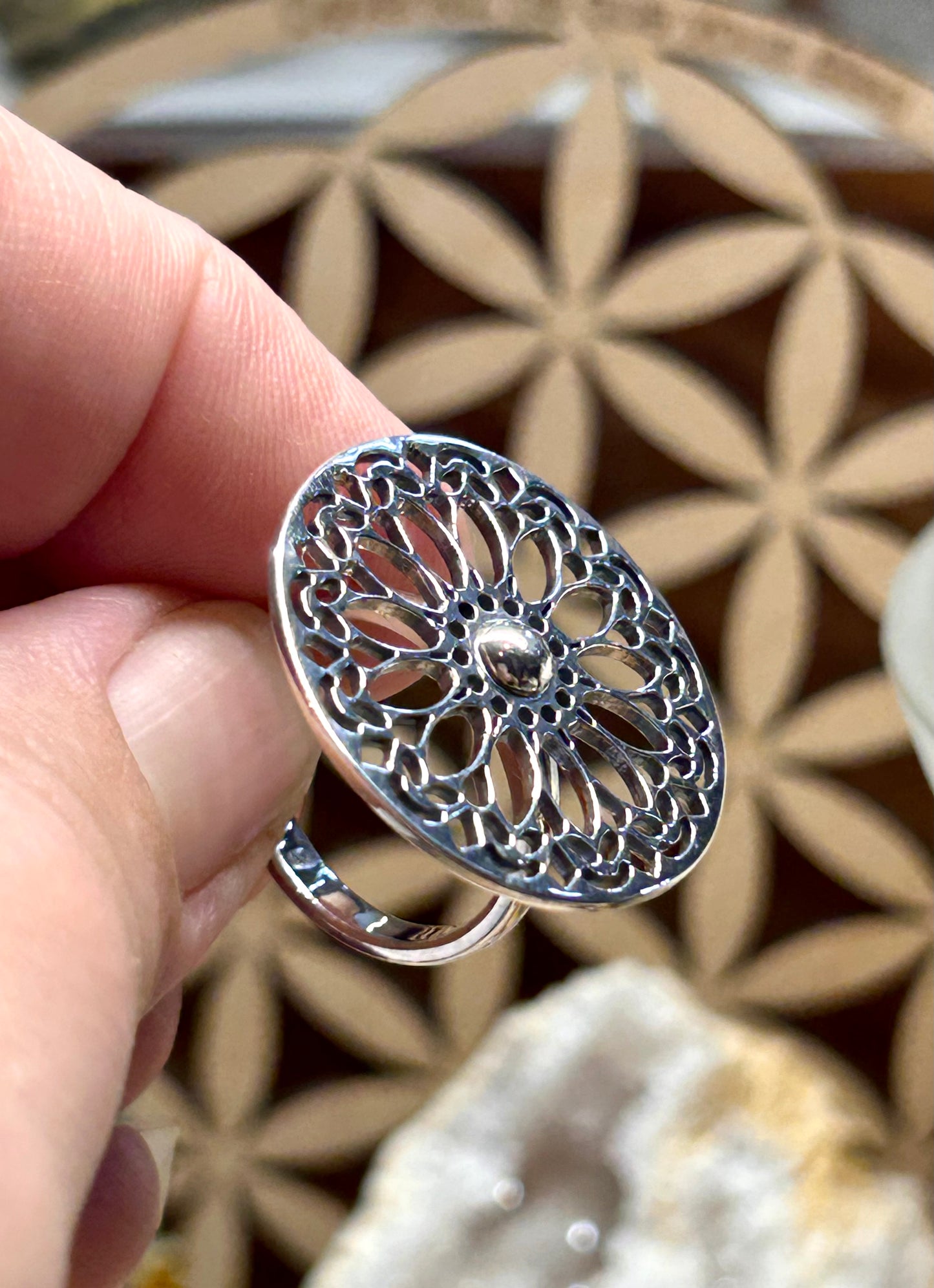 Bague mandala en argent