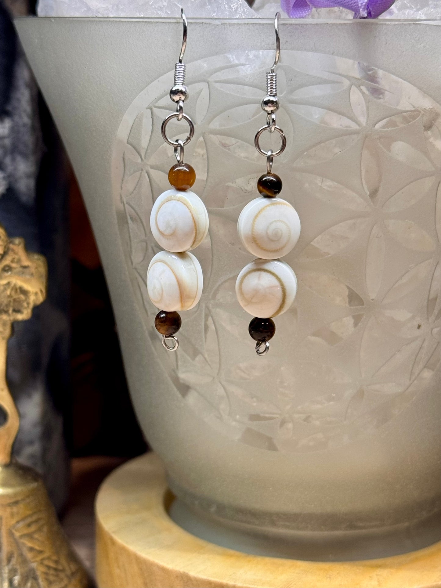 Boucles d’oreilles Œil de Shiva et Oeil de tigre