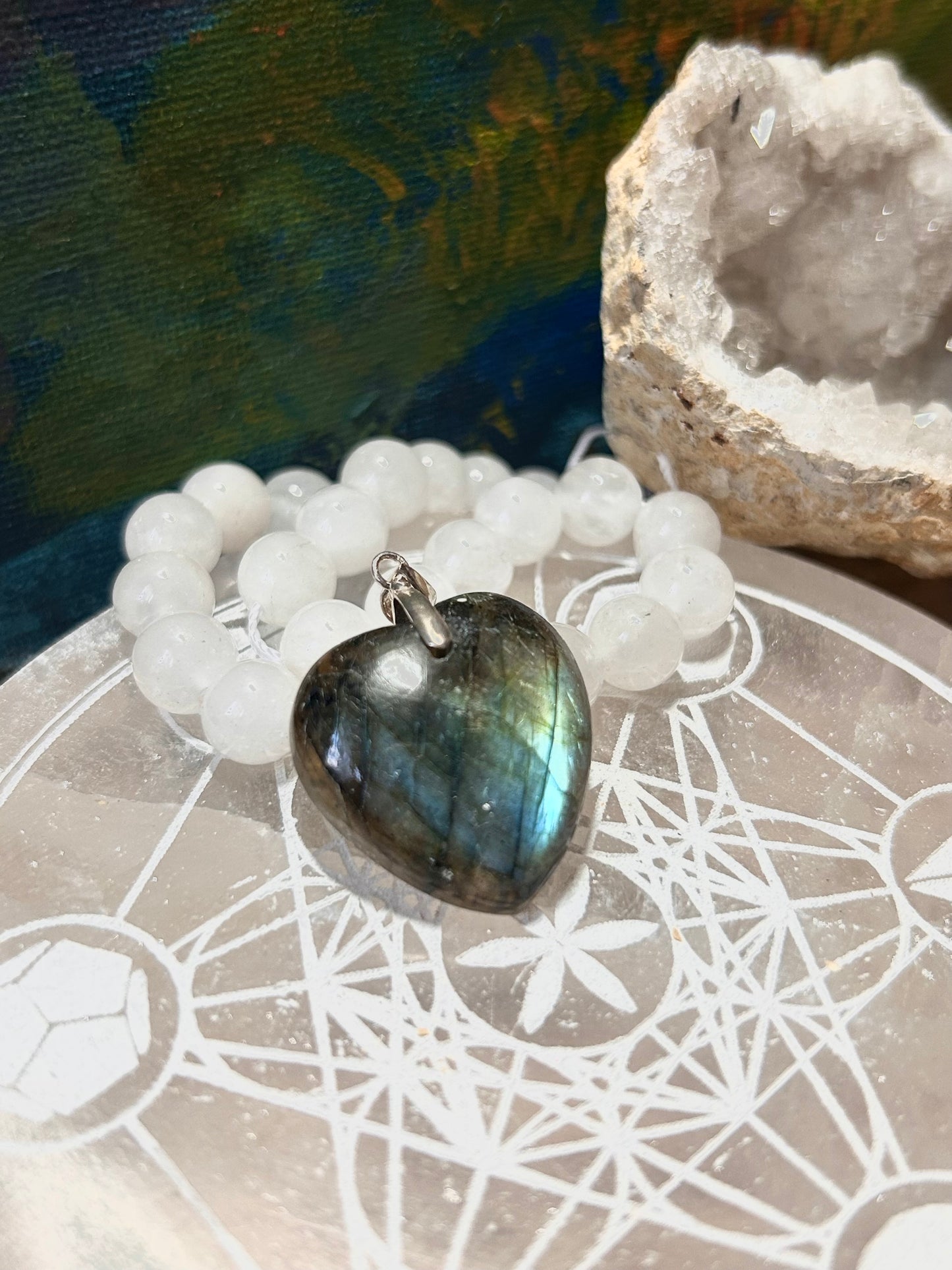 Pendentif en labradorite forme de cœur