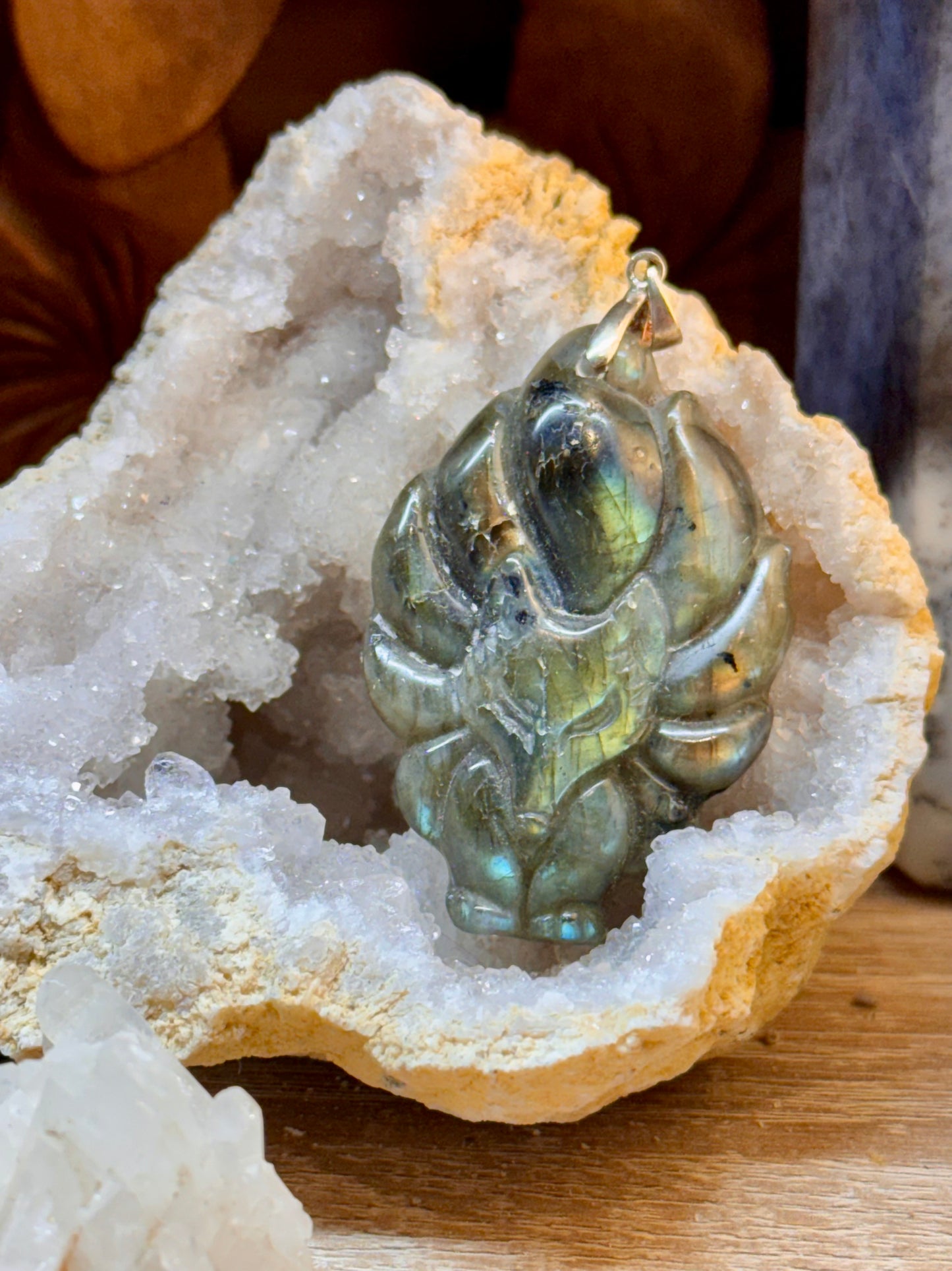 Pendentif renard en labradorite