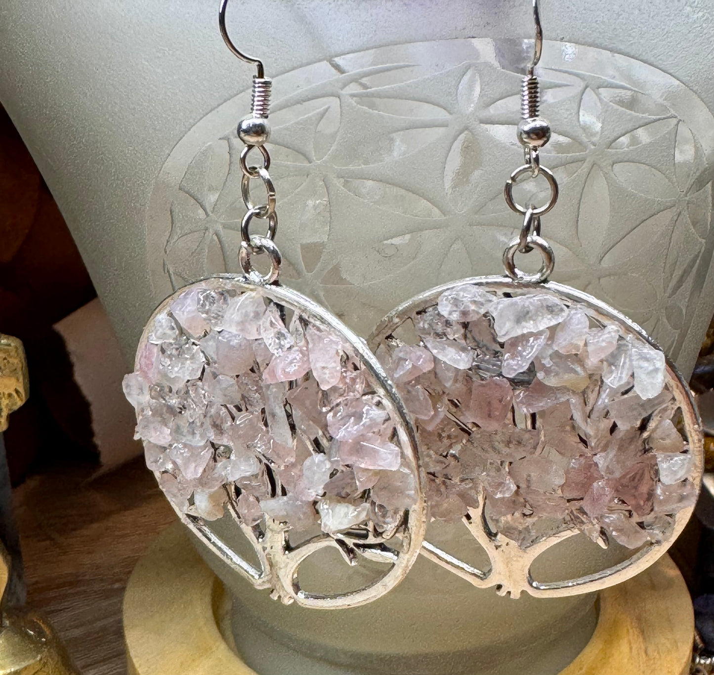 Boucles d’oreilles argent Quartz Rose