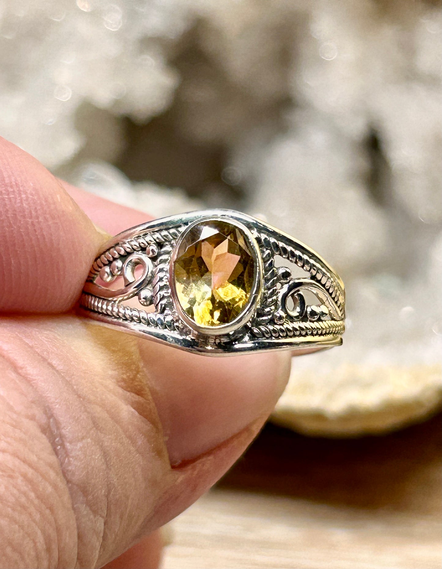 Bague citrine en argent 925