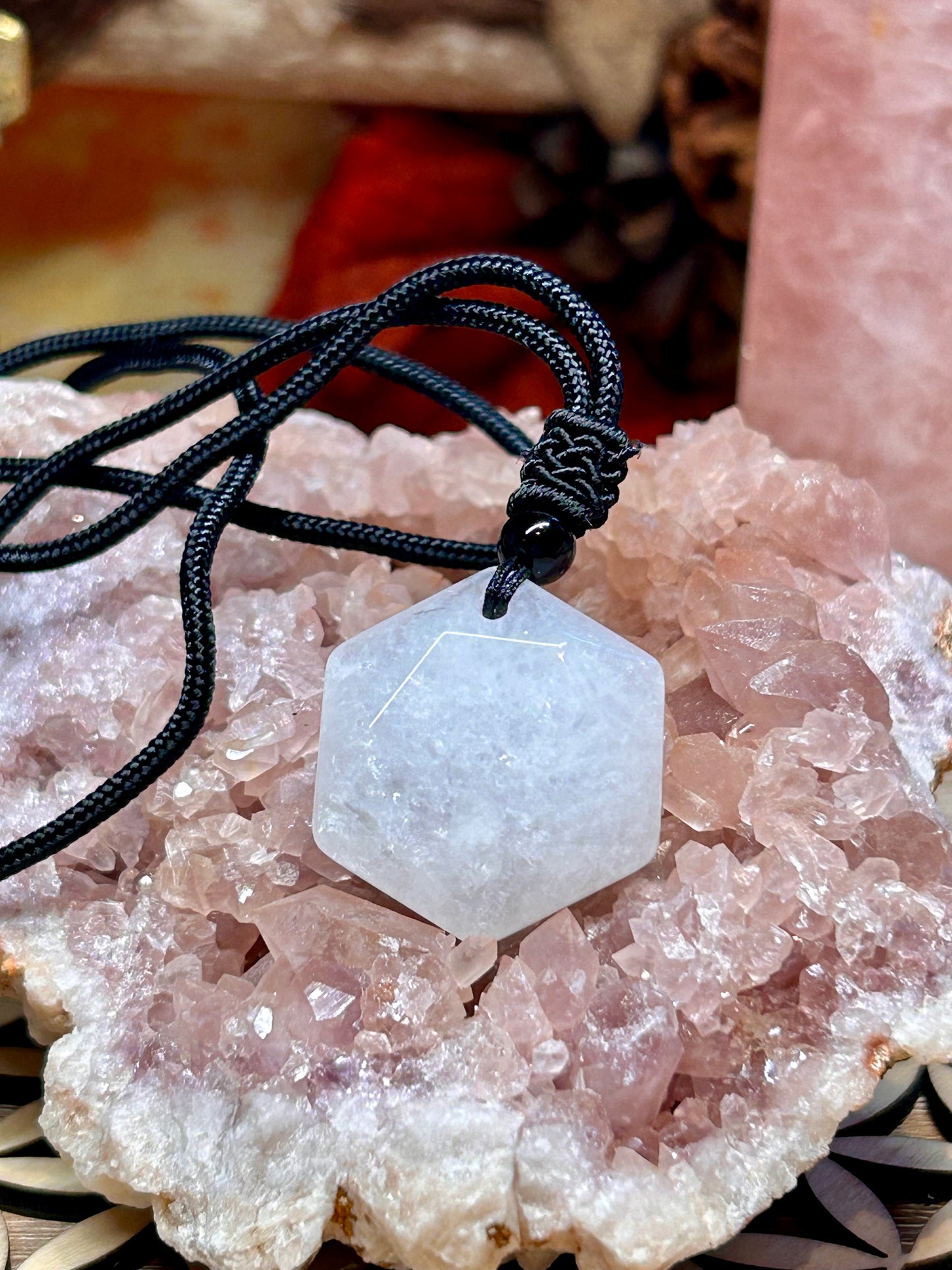 Collier en quartz blanc avec Sceau de Salomon