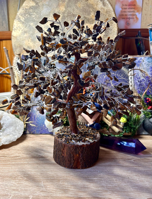 Arbre du bonheur avec 500 pierres d’œil de tigre